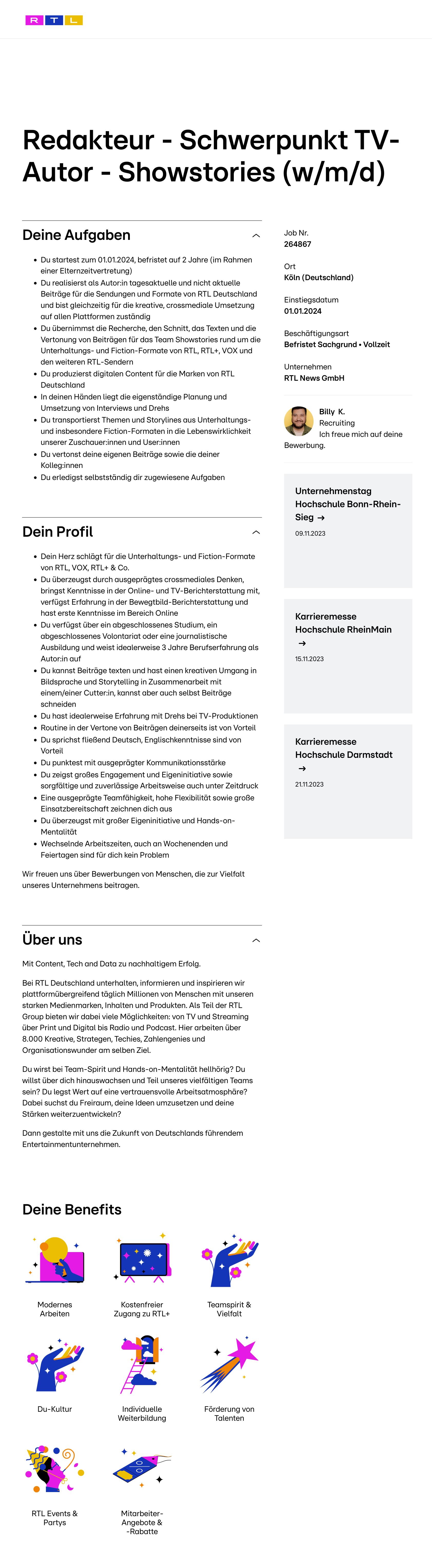 Redakteur - Schwerpunkt TV-Autor - Showstories (w/m/d)