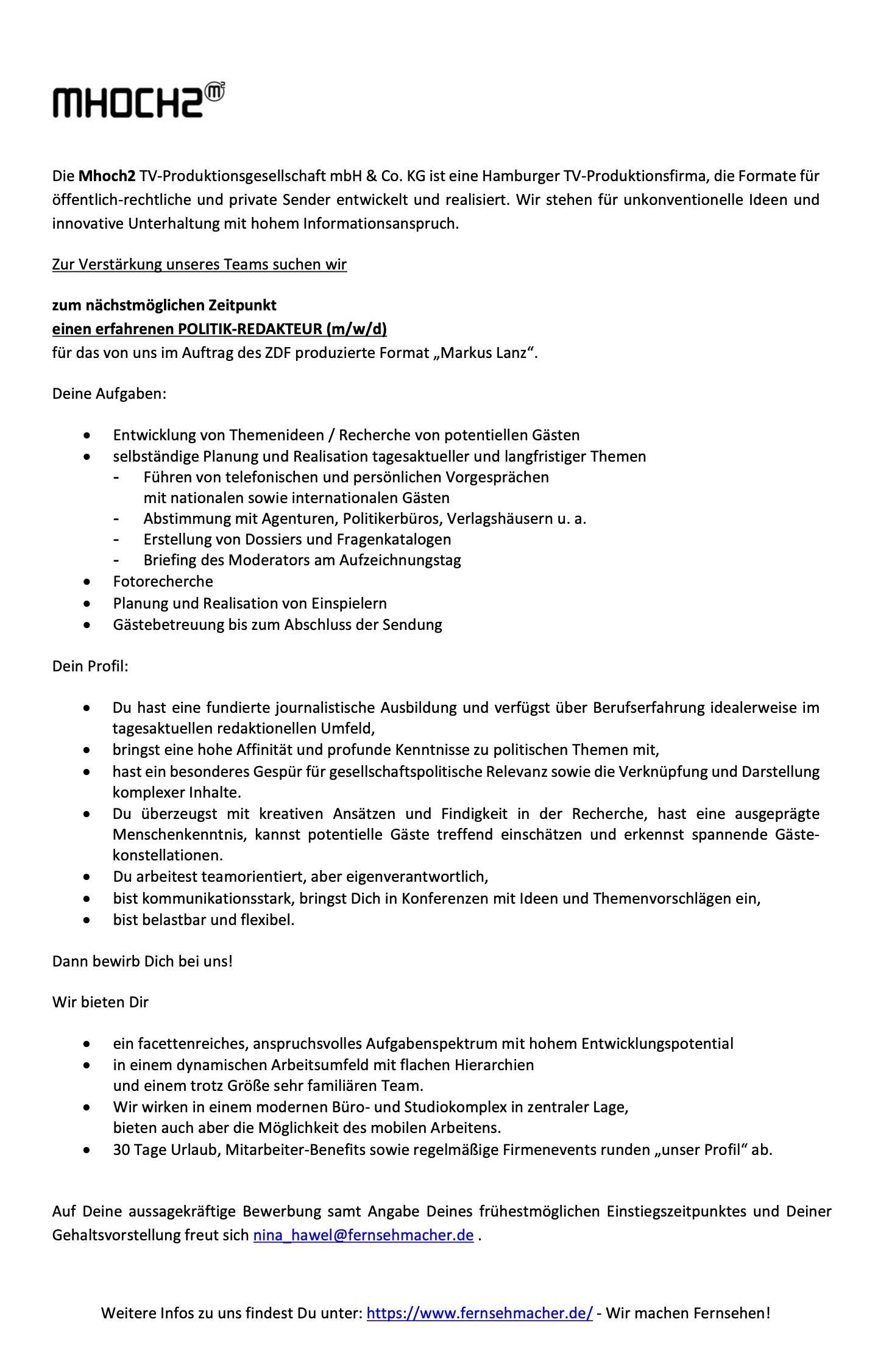 Politik-Redakteur (m/w/d) für das Format 