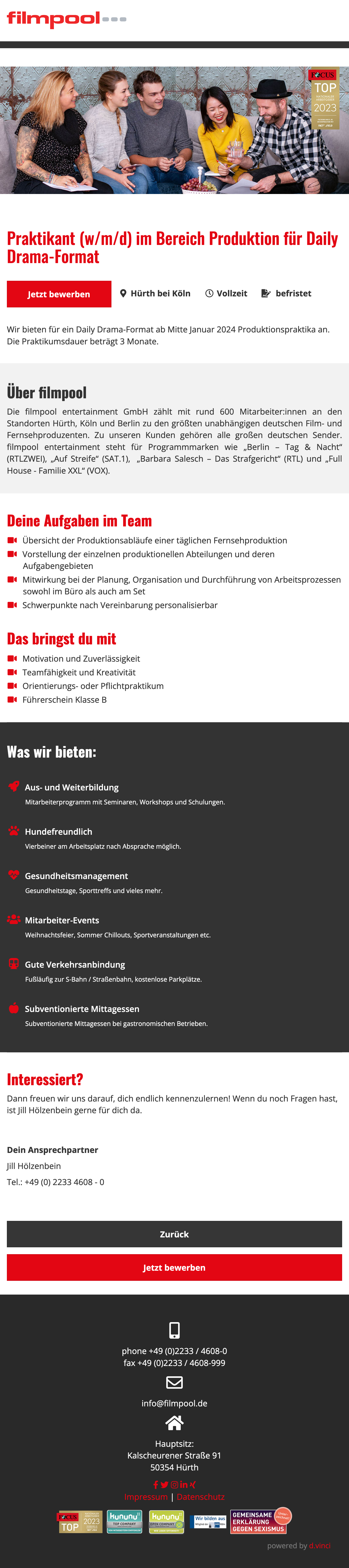 Praktikant (w/m/d) im Bereich Produktion für Daily Drama-Format