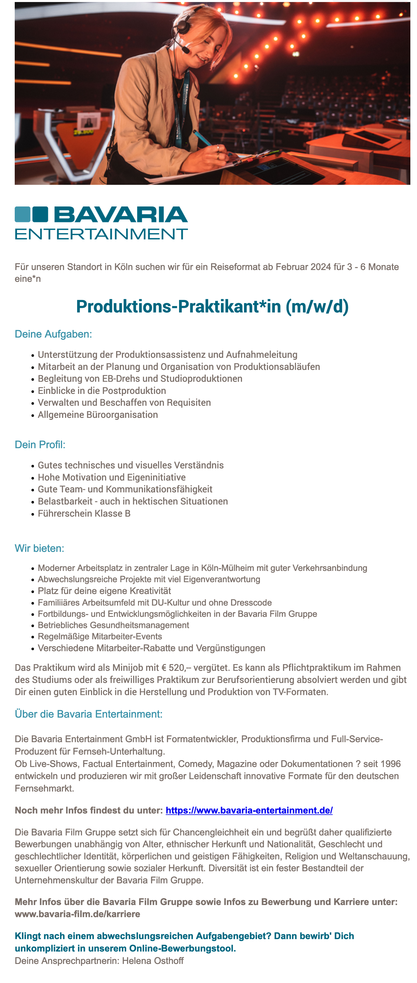 Produktions-Praktikant*in (m/w/d)