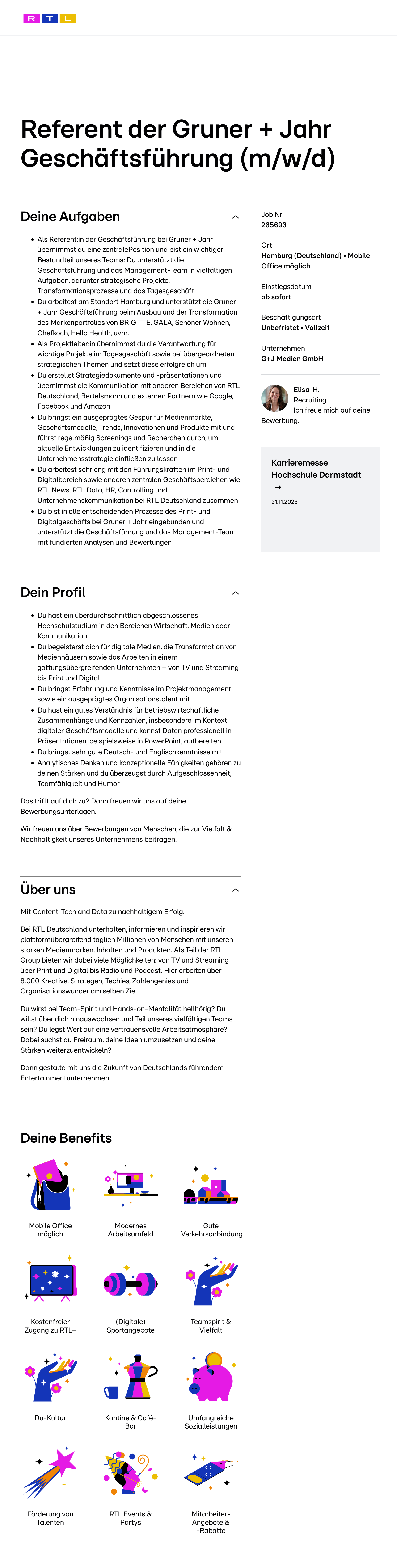 Referent der Gruner + Jahr Geschäftsführung (m/w/d)