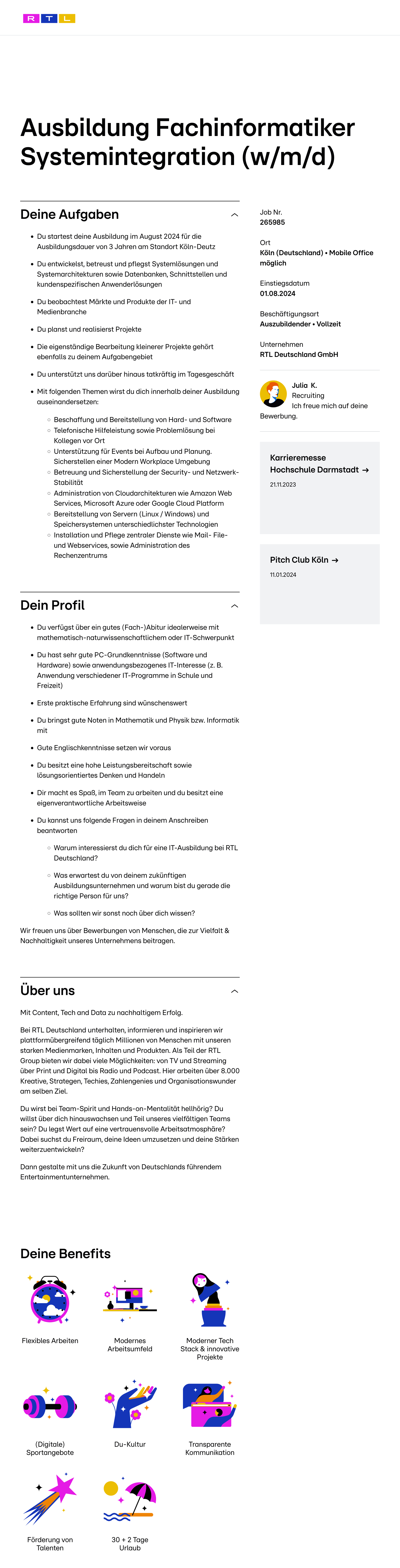 Ausbildung Fachinformatiker Systemintegration (w/m/d)
