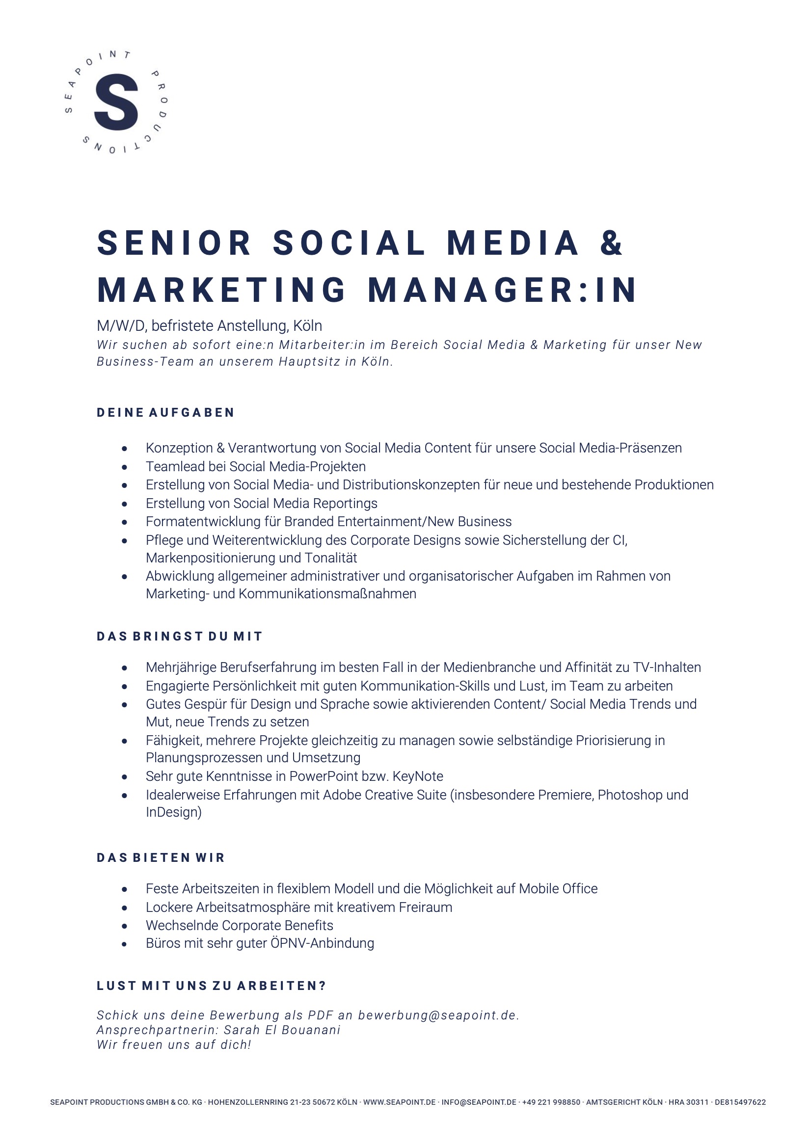 Senior Social Media & Marketing Manager:in
