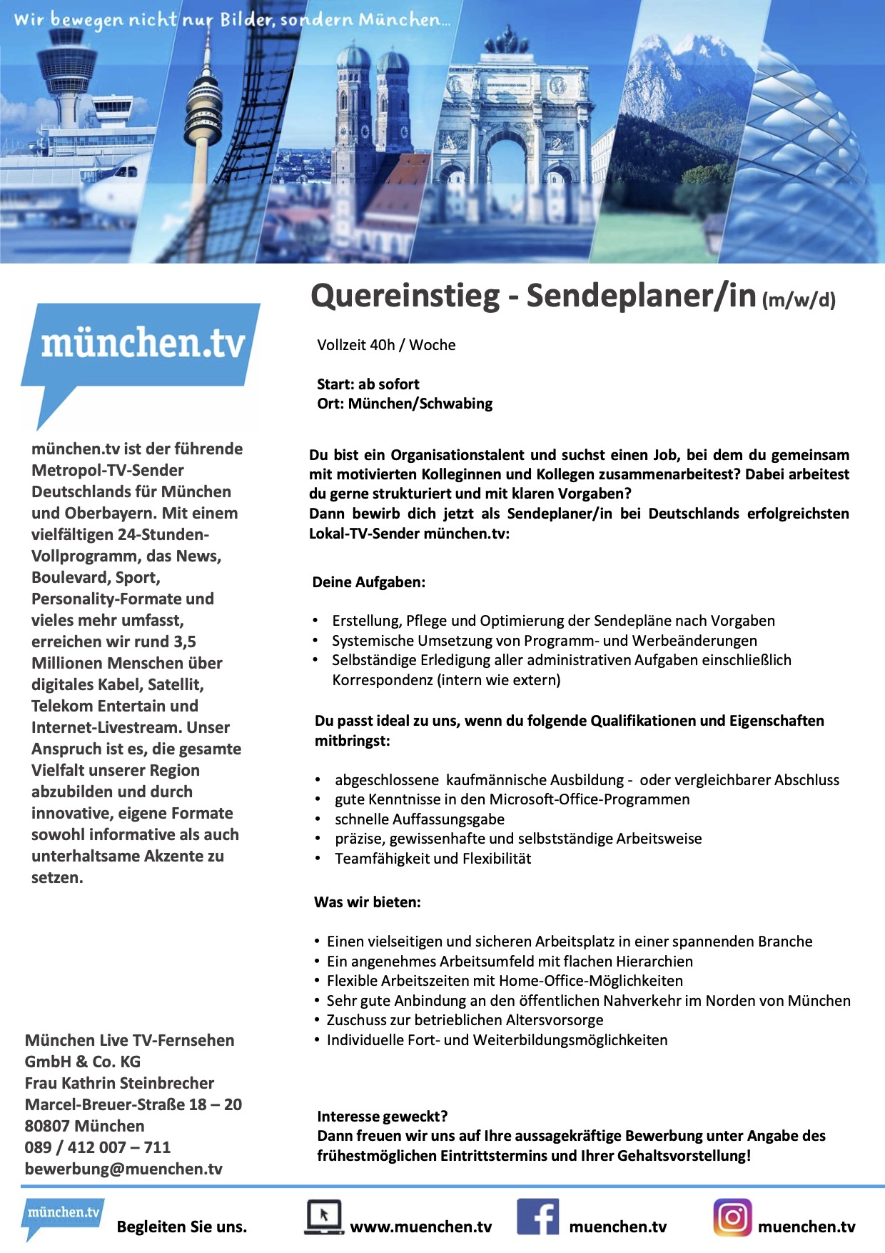 Quereinstieg - Sendeplaner/in (m/w/d)