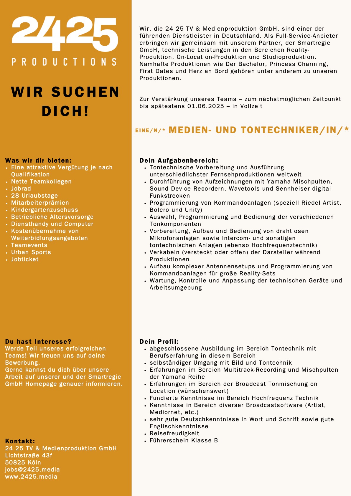 Medien- und Tontechniker/in/*
