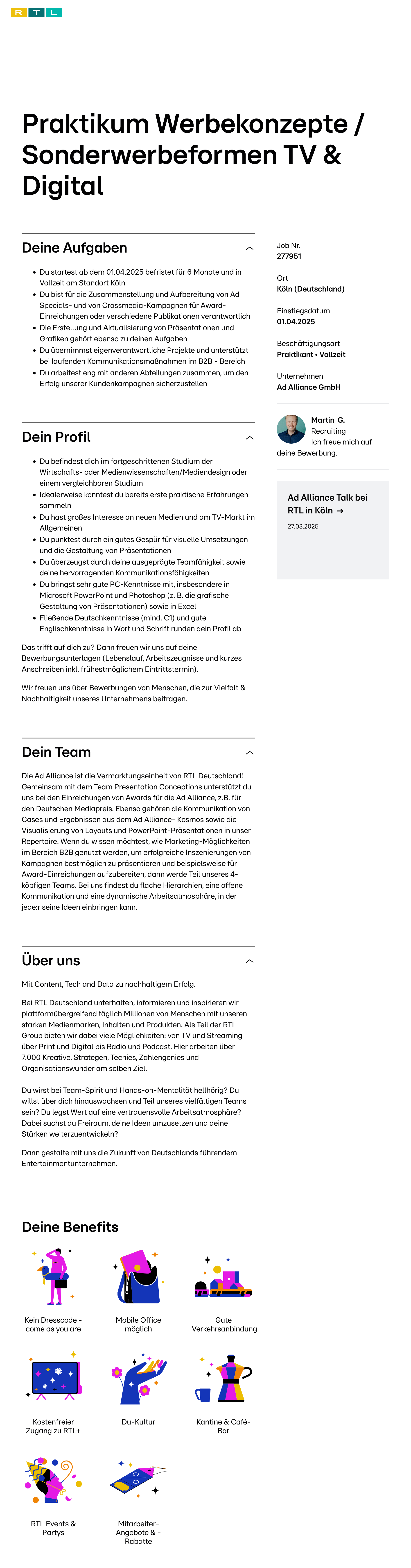 Praktikum Werbekonzepte / Sonderwerbeformen TV & Digital