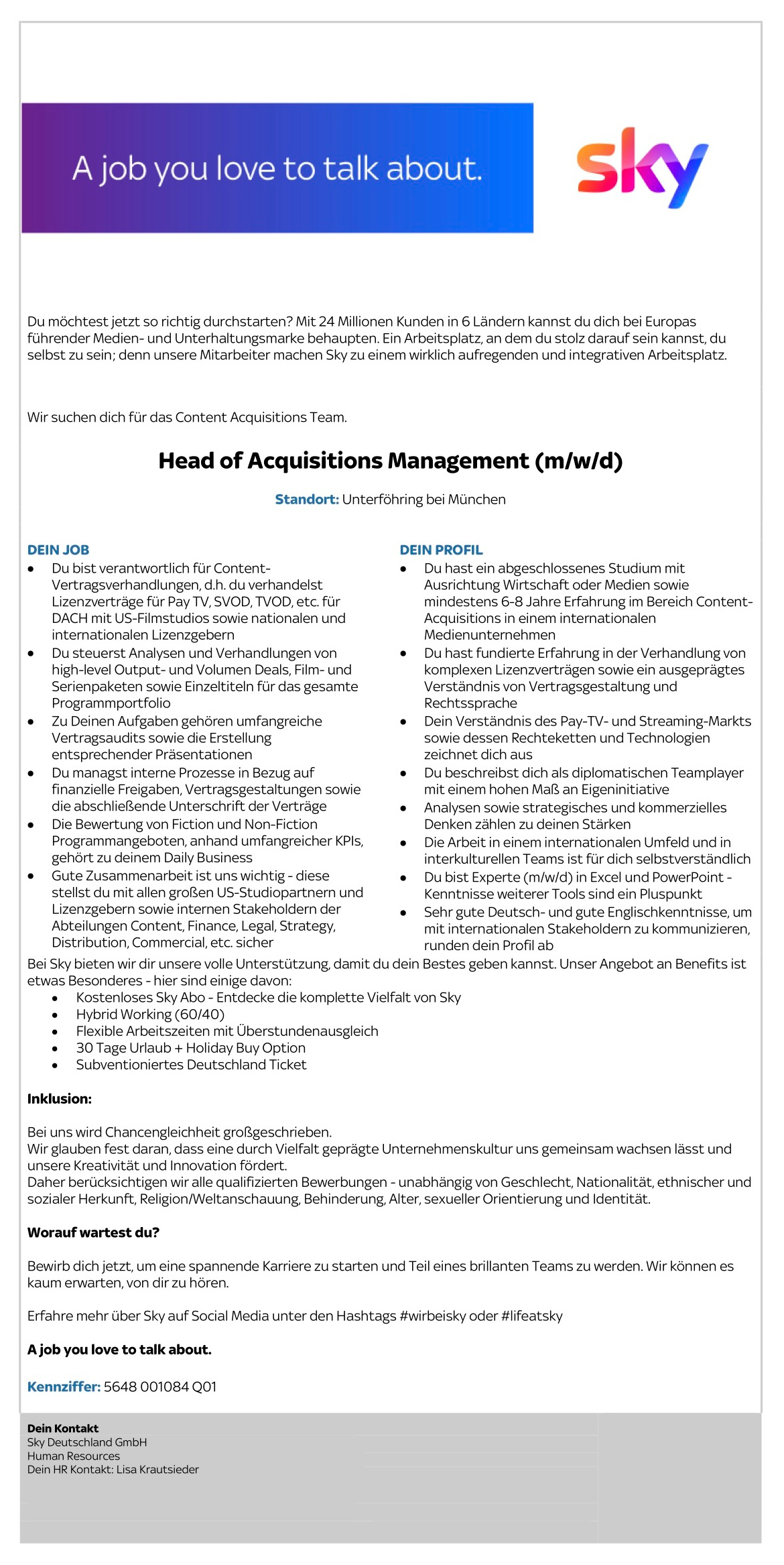 Head of Acquisitions Management (m/w/d)