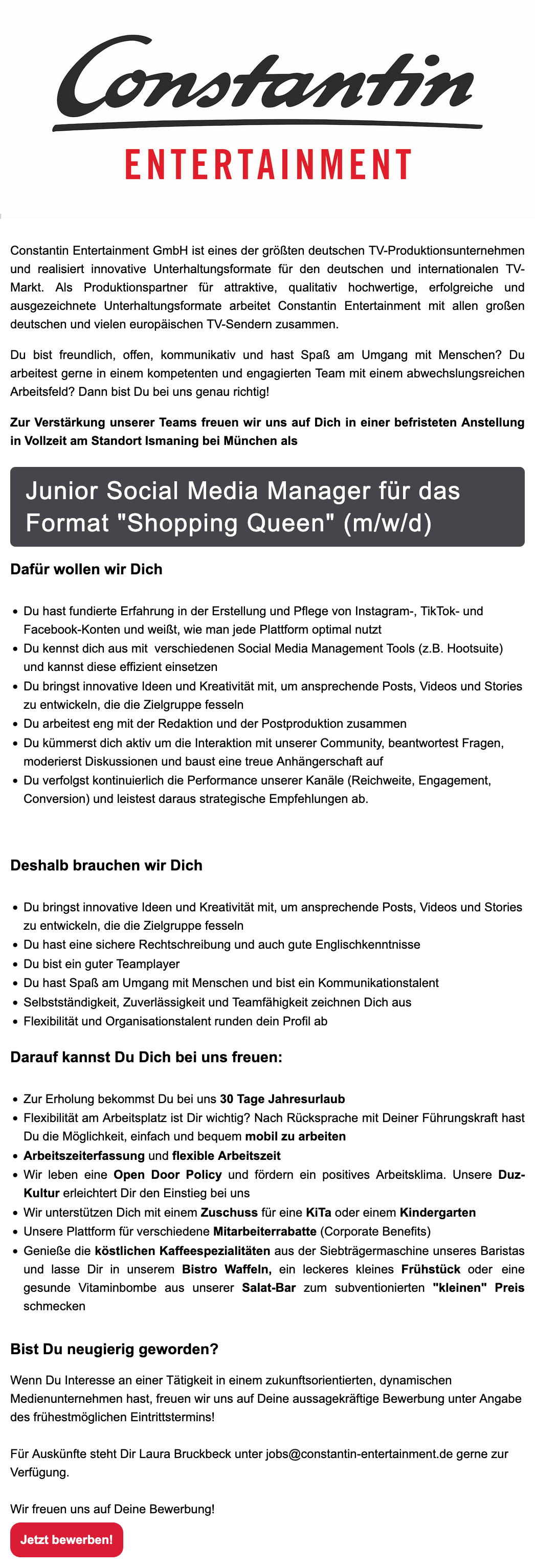 Junior Social Media Manager für das Format 