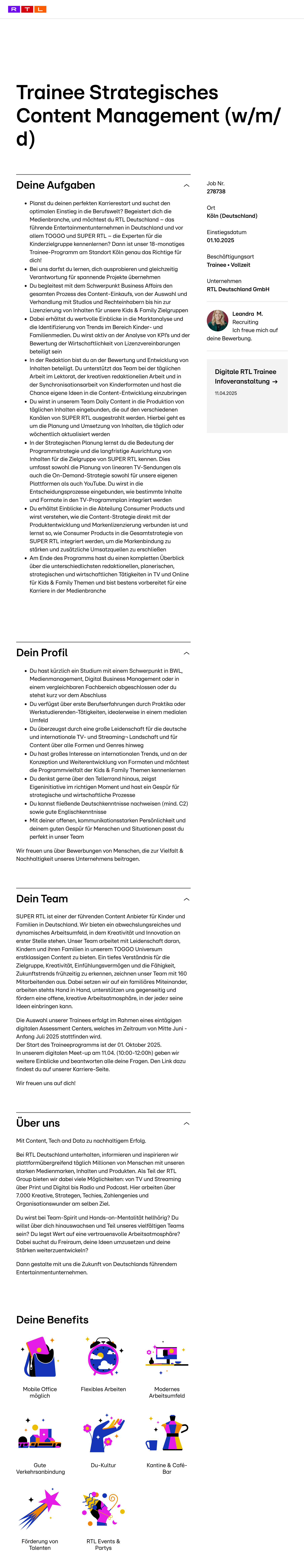 Trainee Strategisches Content Management (w/m/d)