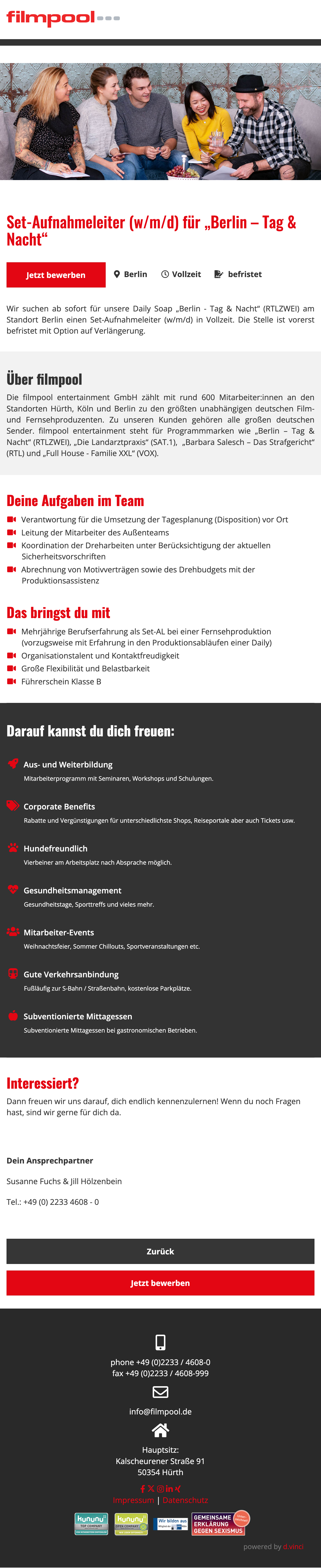 Set-Aufnahmeleiter (w/m/d) für 