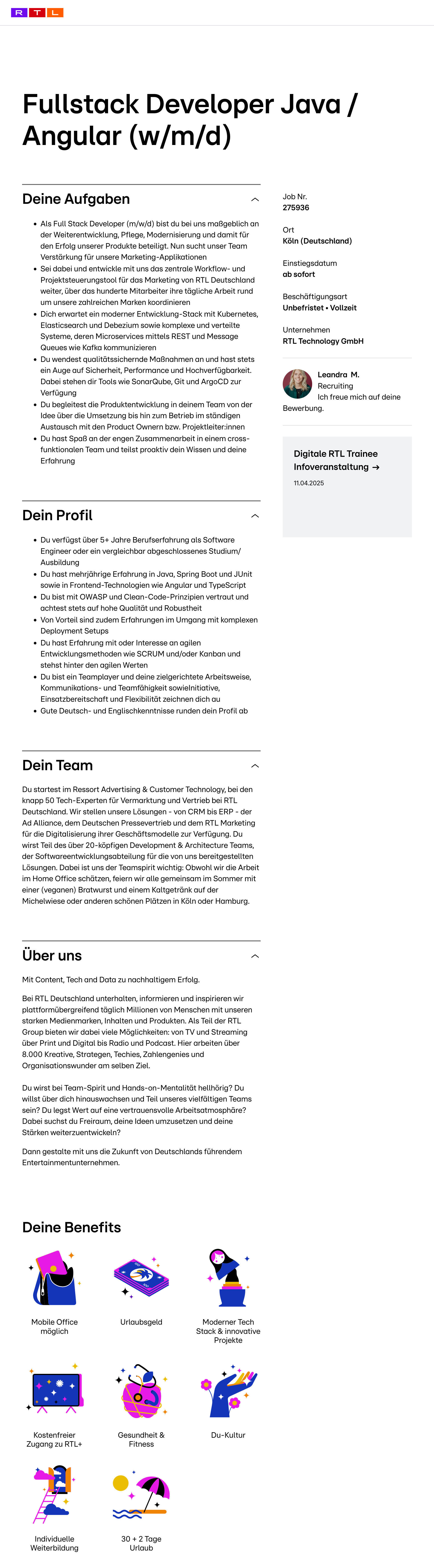 Fullstack Developer Java / Angular (w/m/d)