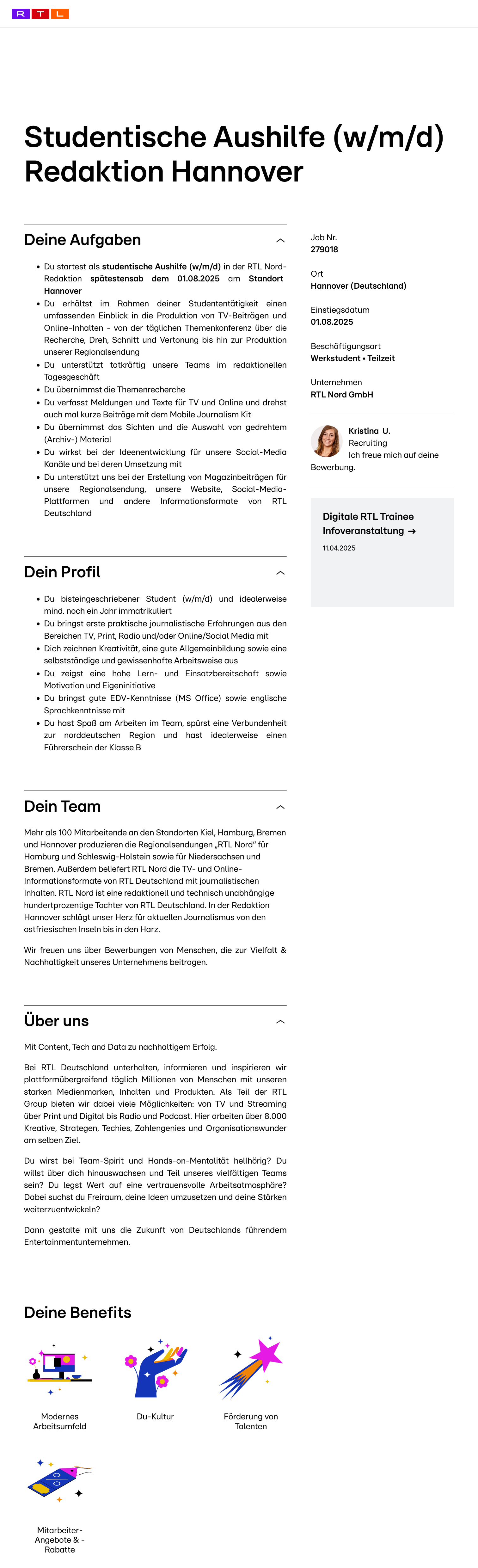 Studentische Aushilfe (w/m/d) Redaktion Hannover