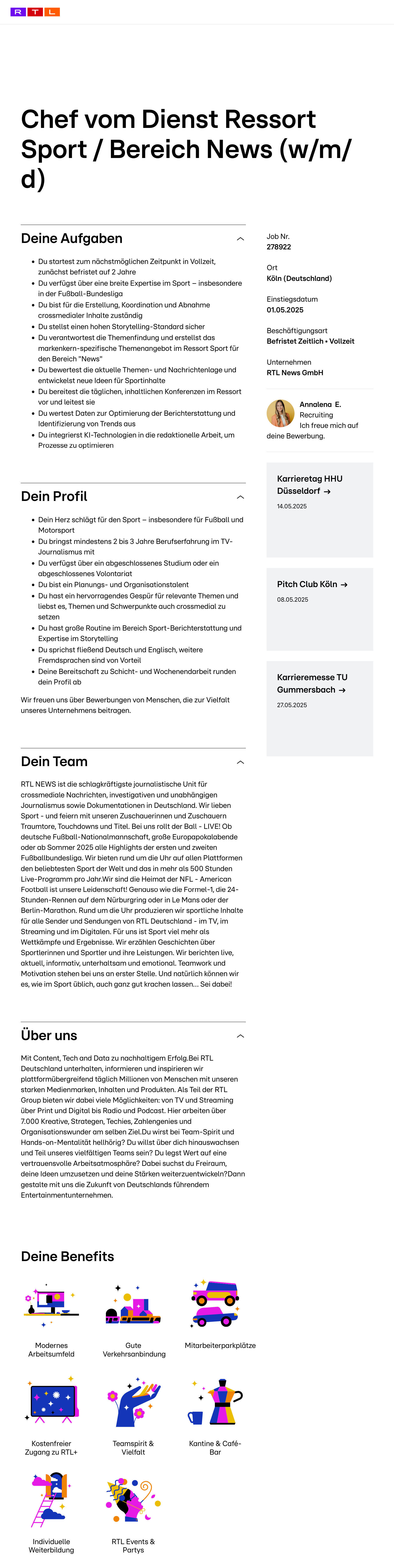 Chef vom Dienst Ressort Sport / Bereich News (w/m/d)
