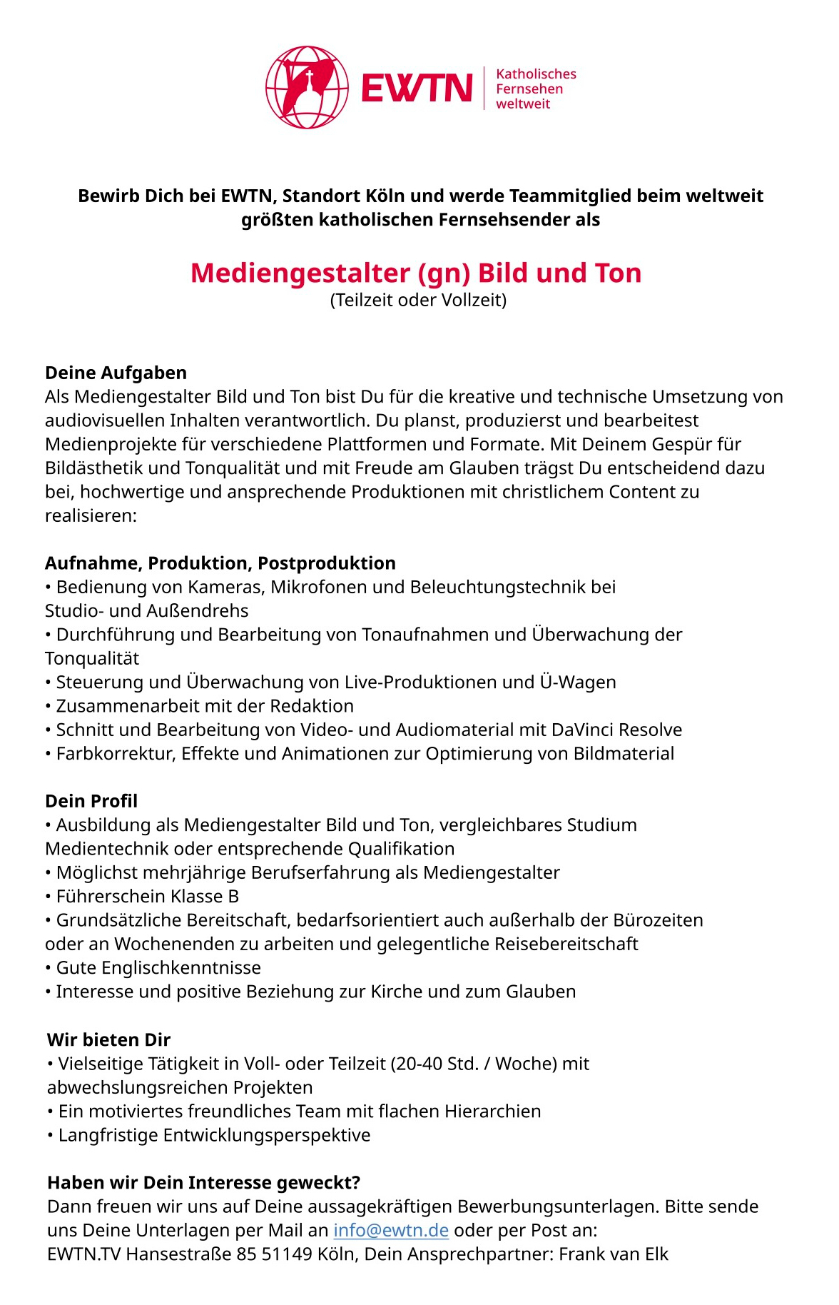Mediengestalter (gn) Bild und Ton