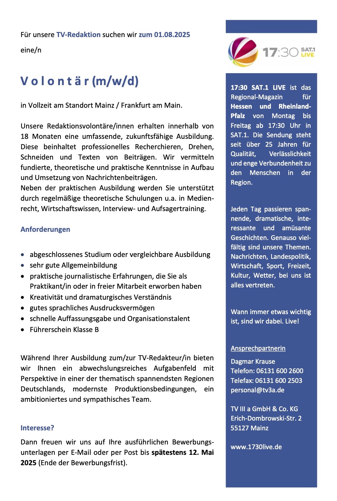 Volontär (m/w/d)