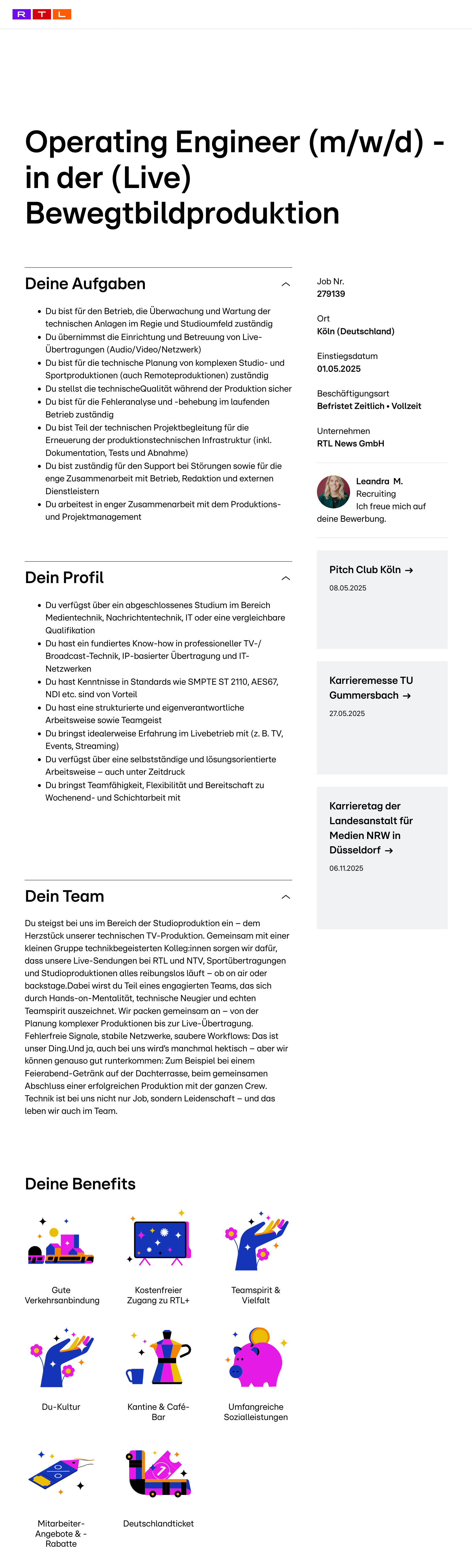 Operating Engineer (m/w/d) - in der (Live) Bewegtbildproduktion