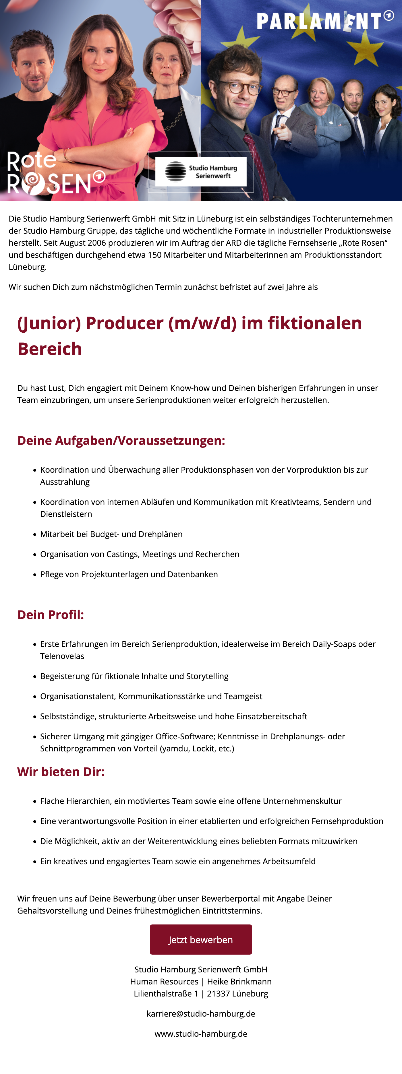 (Junior) Producer (m/w/d) im fiktionalen Bereich