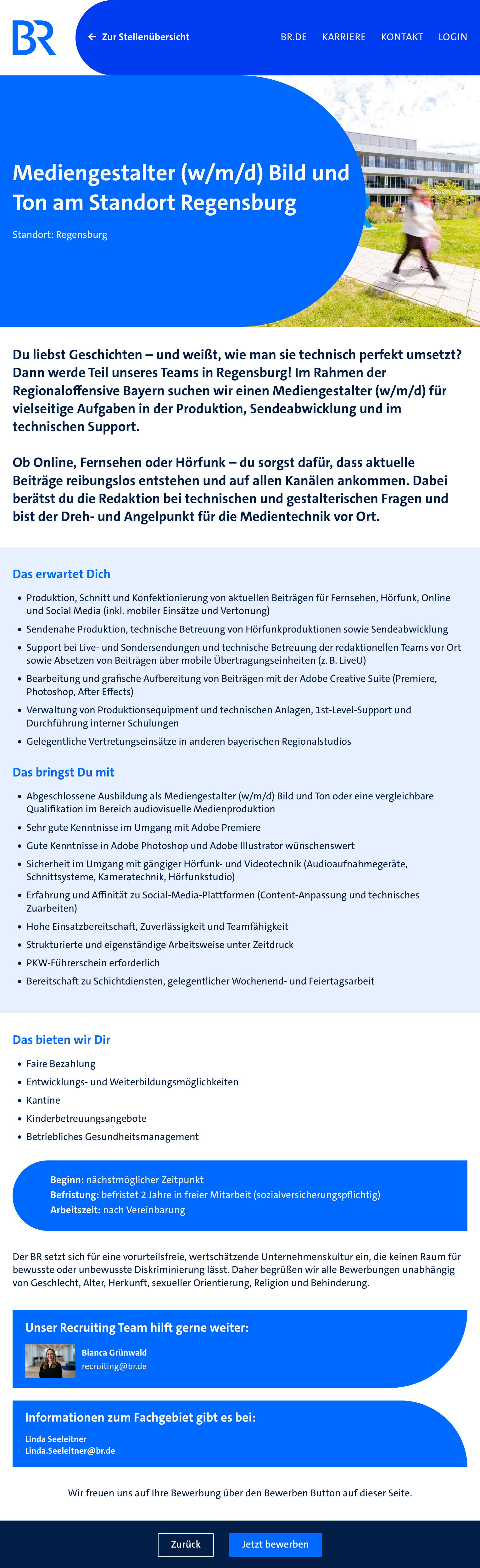 Mediengestalter (w/m/d) Bild und Ton