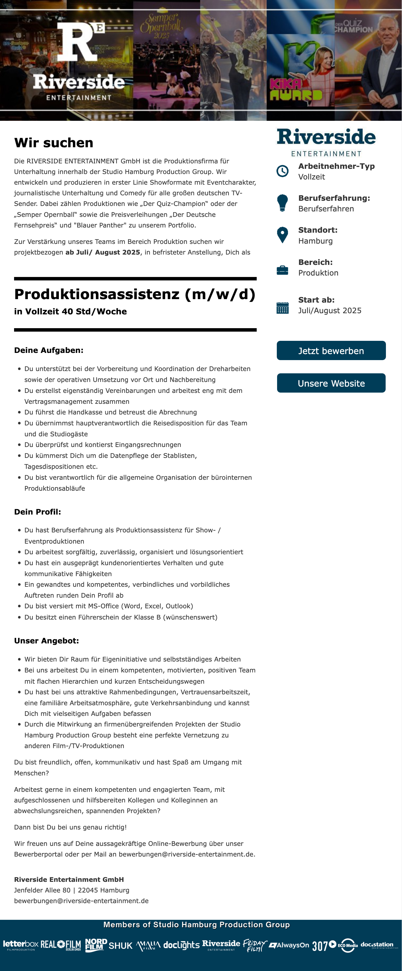 Produktionsassistenz (m/w/d)