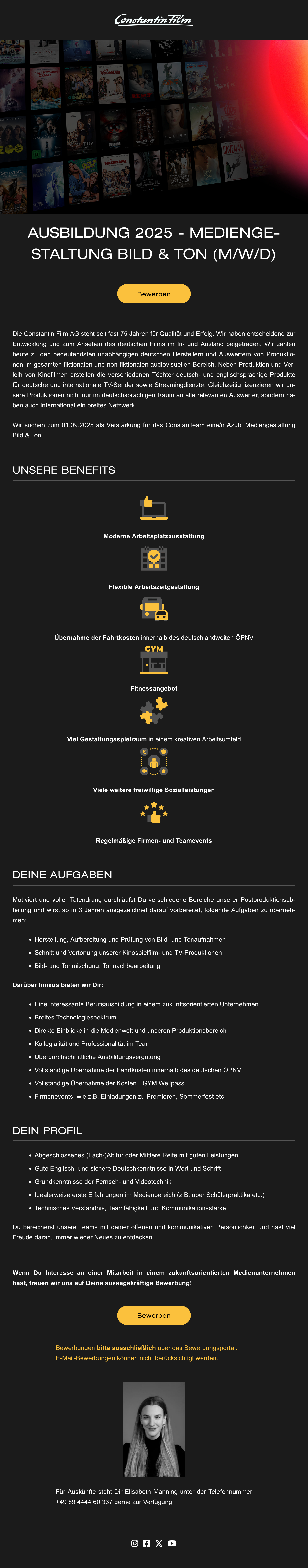 Ausbildung 2025: Mediengestaltung Bild & Ton