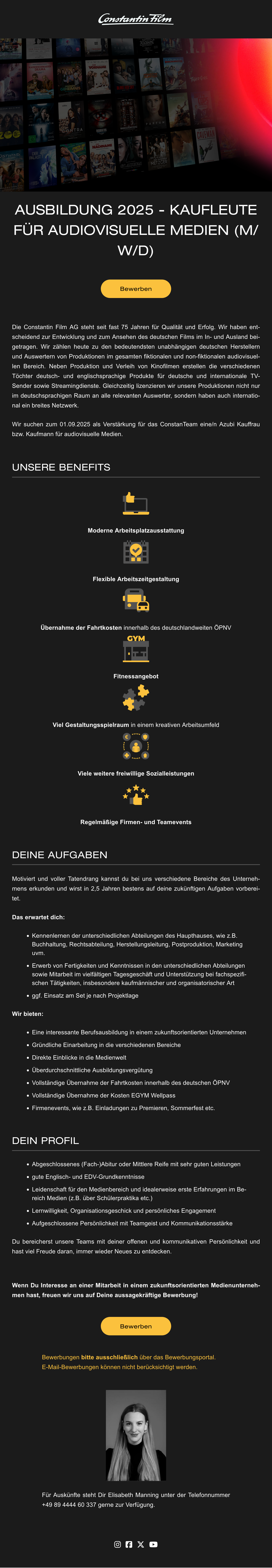 Ausbildung 2025: Kaufleute für audiovisuelle Medien (m/w/d)