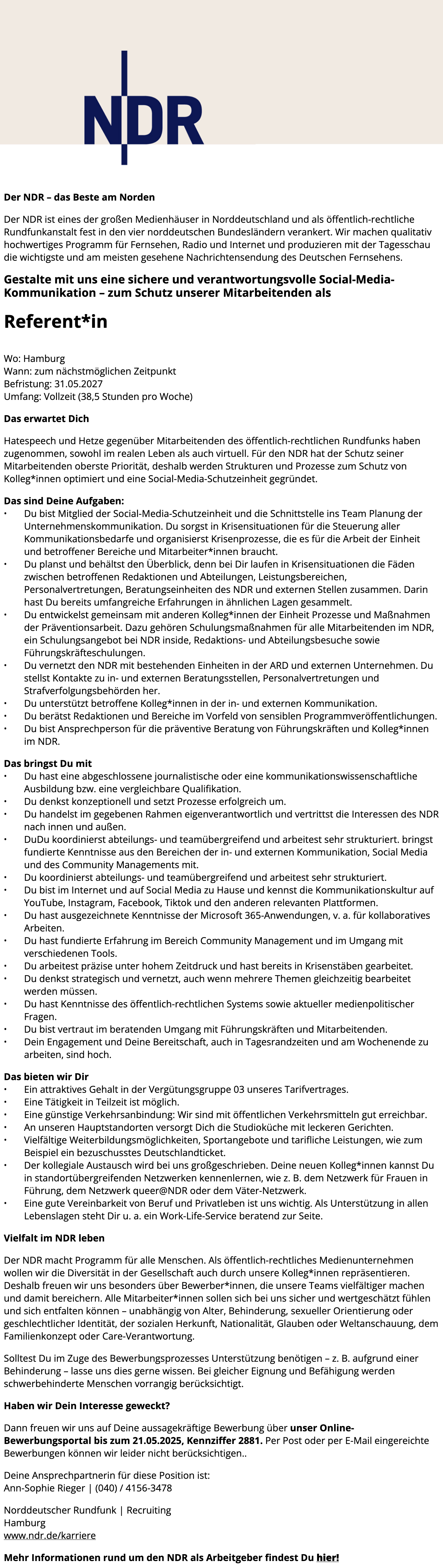 Referent*in Social-Media-Kommunikation