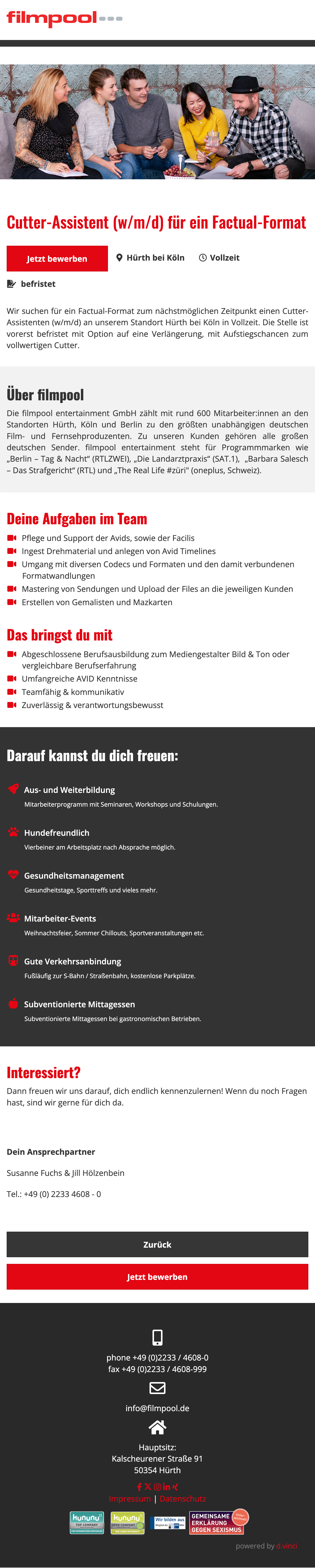 Cutter-Assistent (w/m/d) für ein Factual-Format