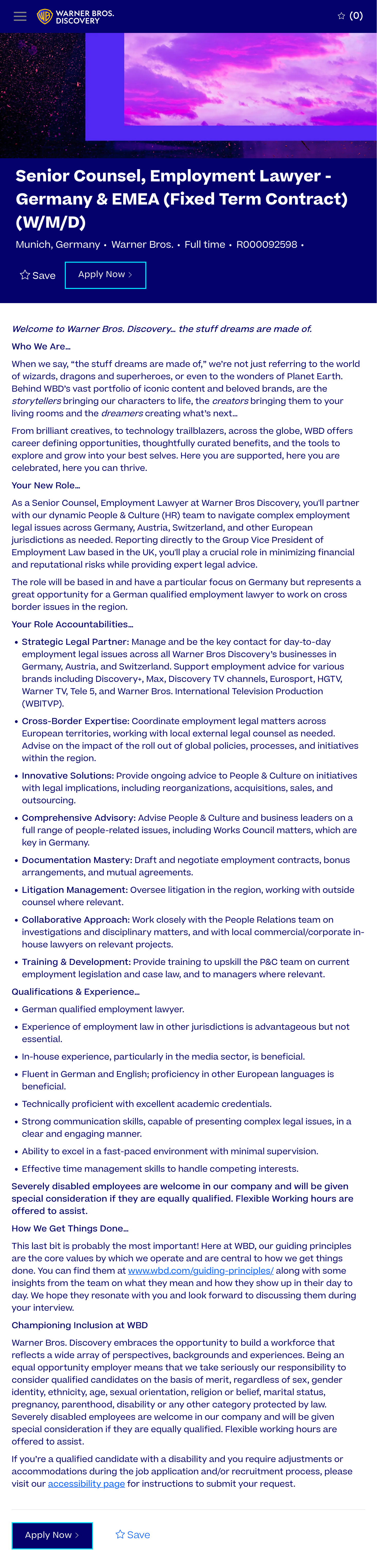 Senior Counsel, Employment Lawyer - Germany & EMEA (Fixed Term Contract) (w/m/d)