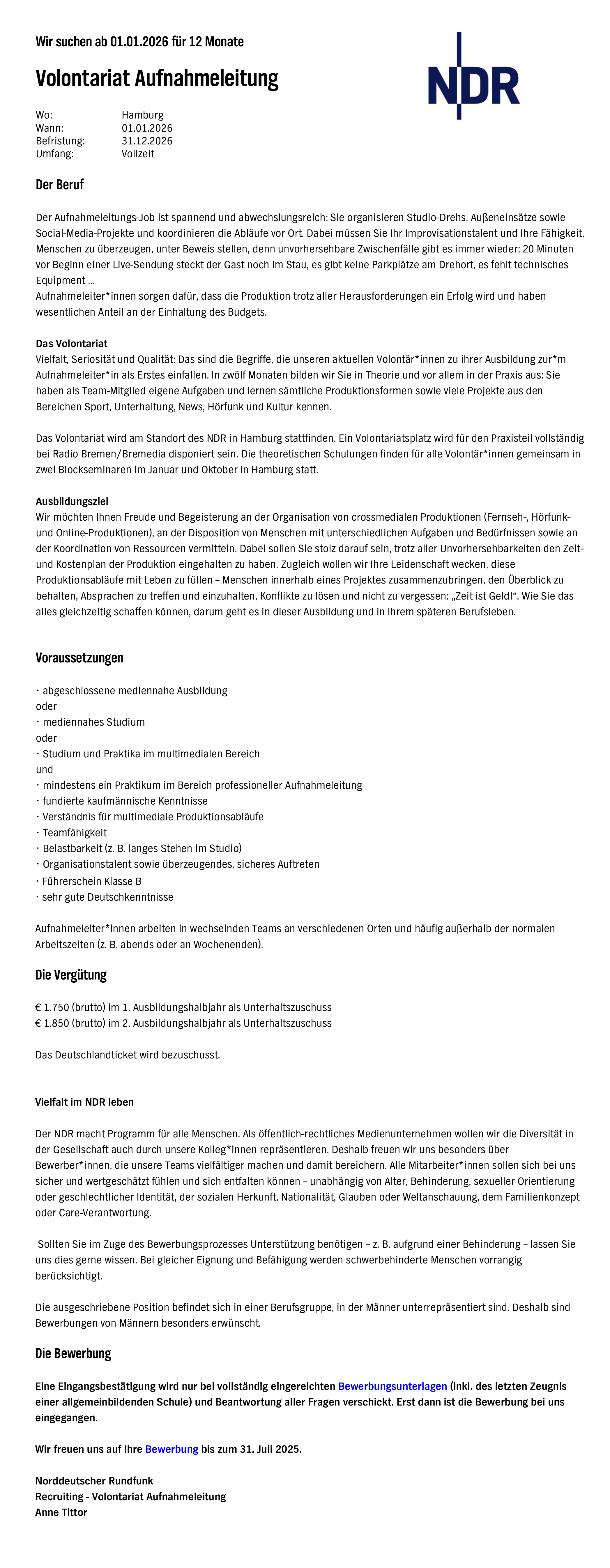 Volontär*innen der Aufnahmeleitung