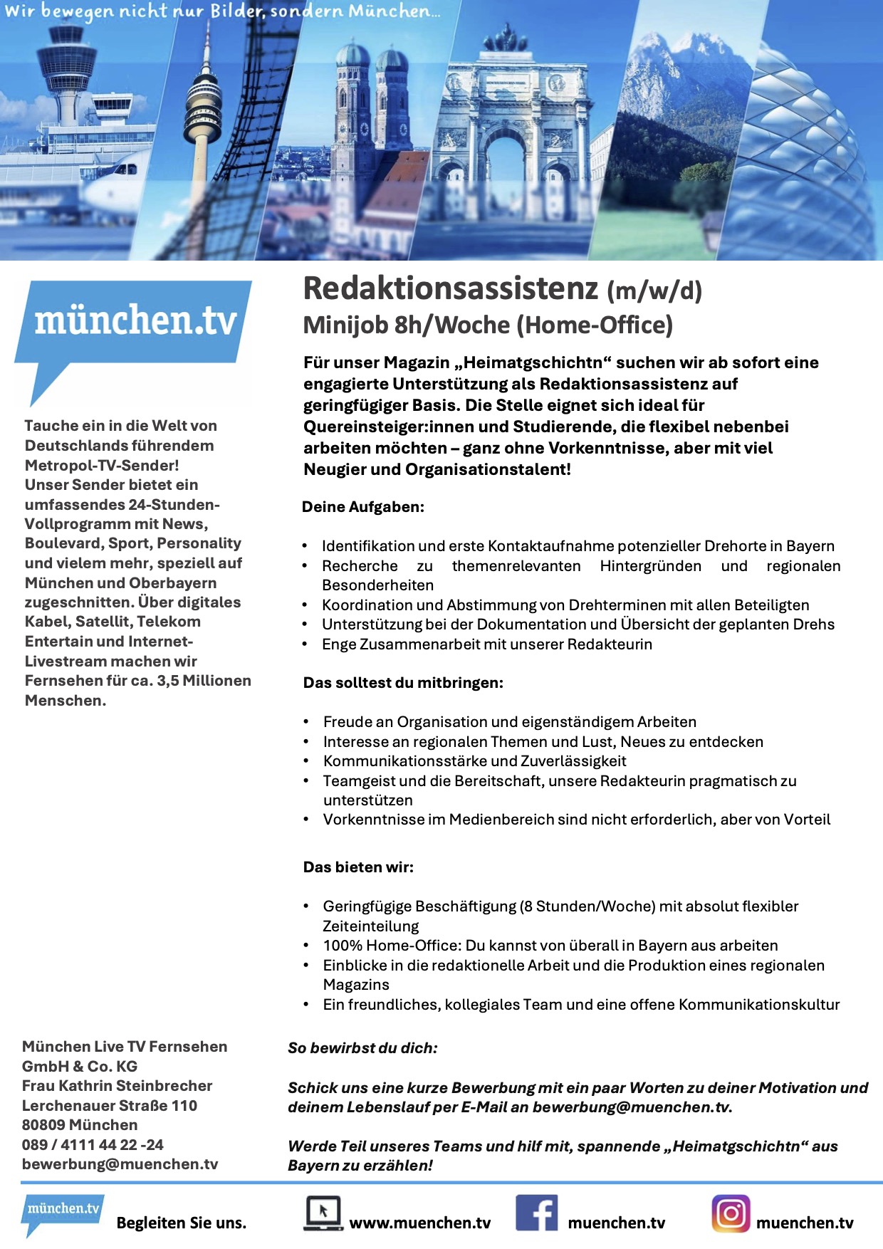 Redaktionsassistenz (m/w/d) / Minijob 8h/Woche (Home-Office)