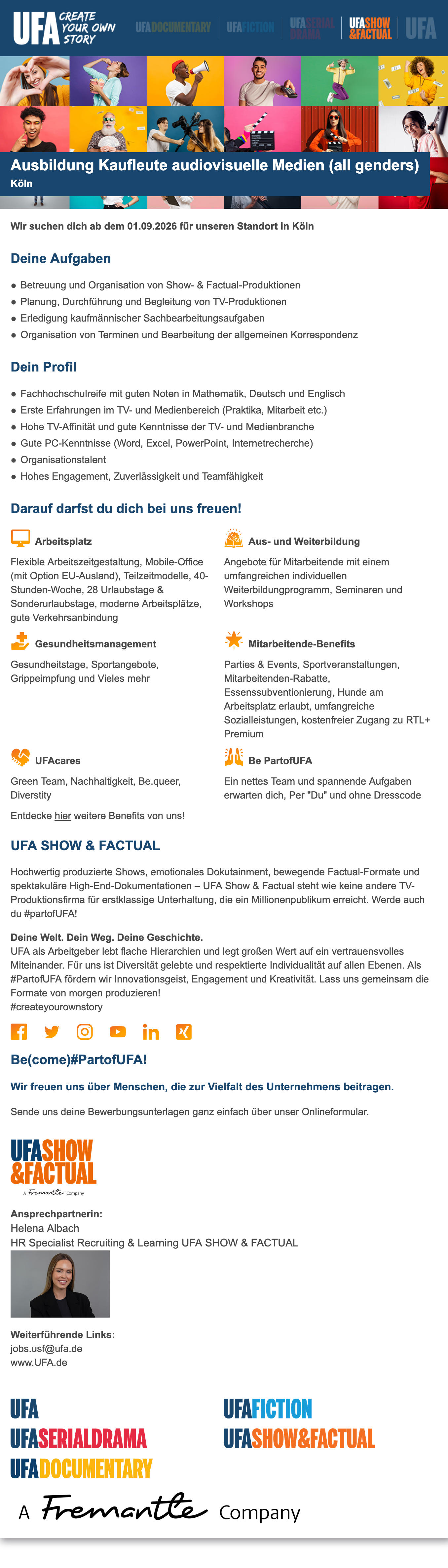 Ausbildung Kaufleute audiovisuelle Medien (all genders)