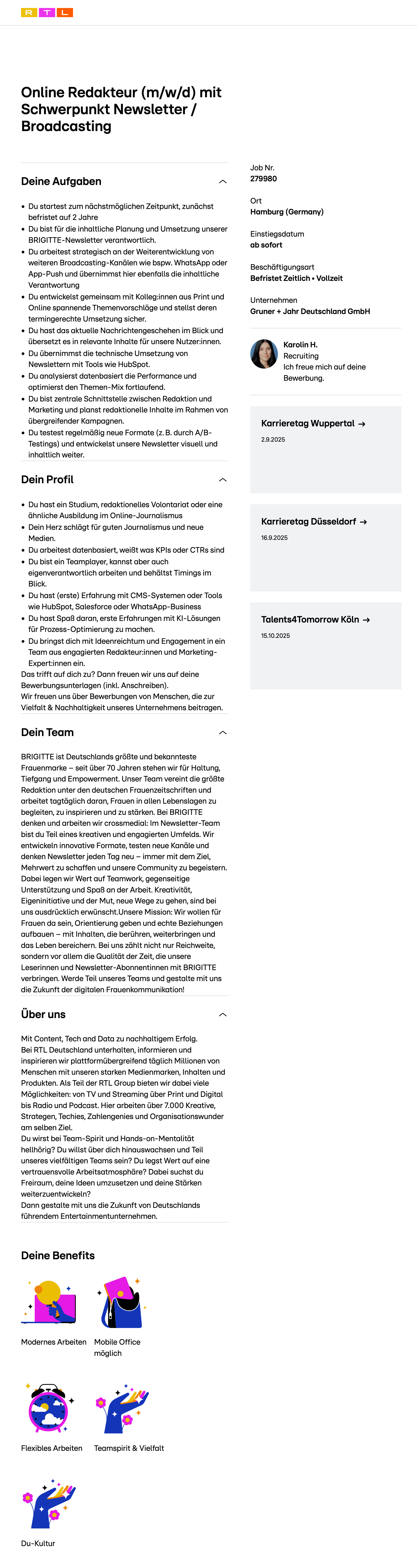 Online Redakteur (m/w/d) mit Schwerpunkt Newsletter / Broadcasting
