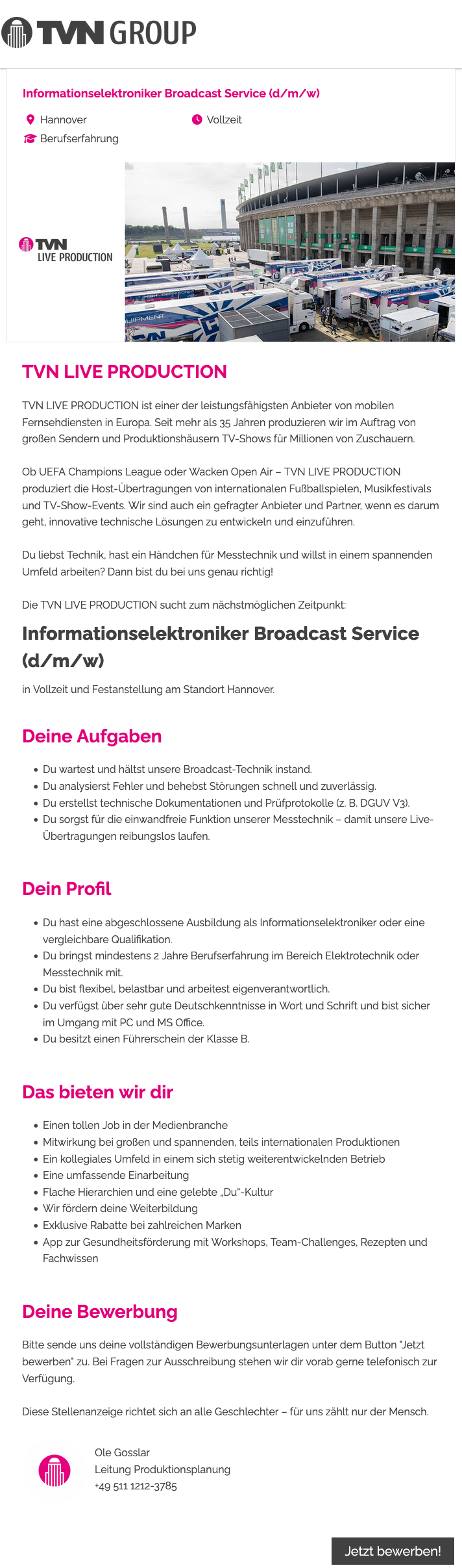 Informationselektroniker Broadcast Service (d/m/w)
