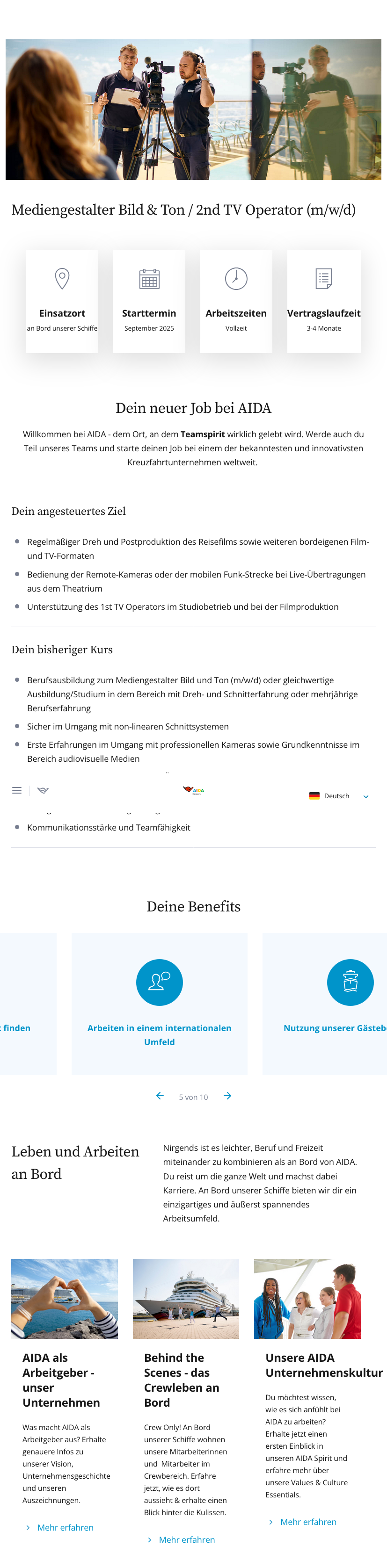 Mediengestalter Bild & Ton / 2nd TV Operator (m/w/d)