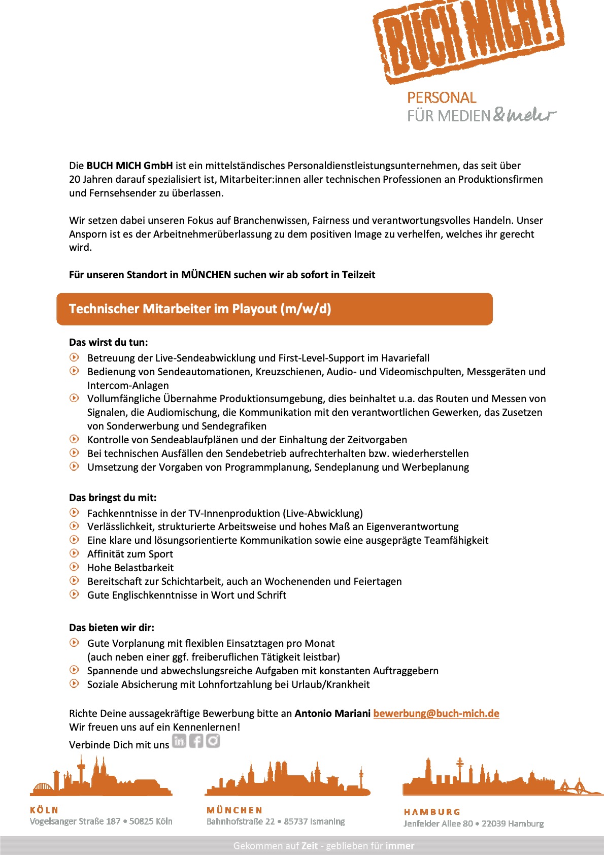 Technischer Mitarbeiter im Playout (m/w/d)