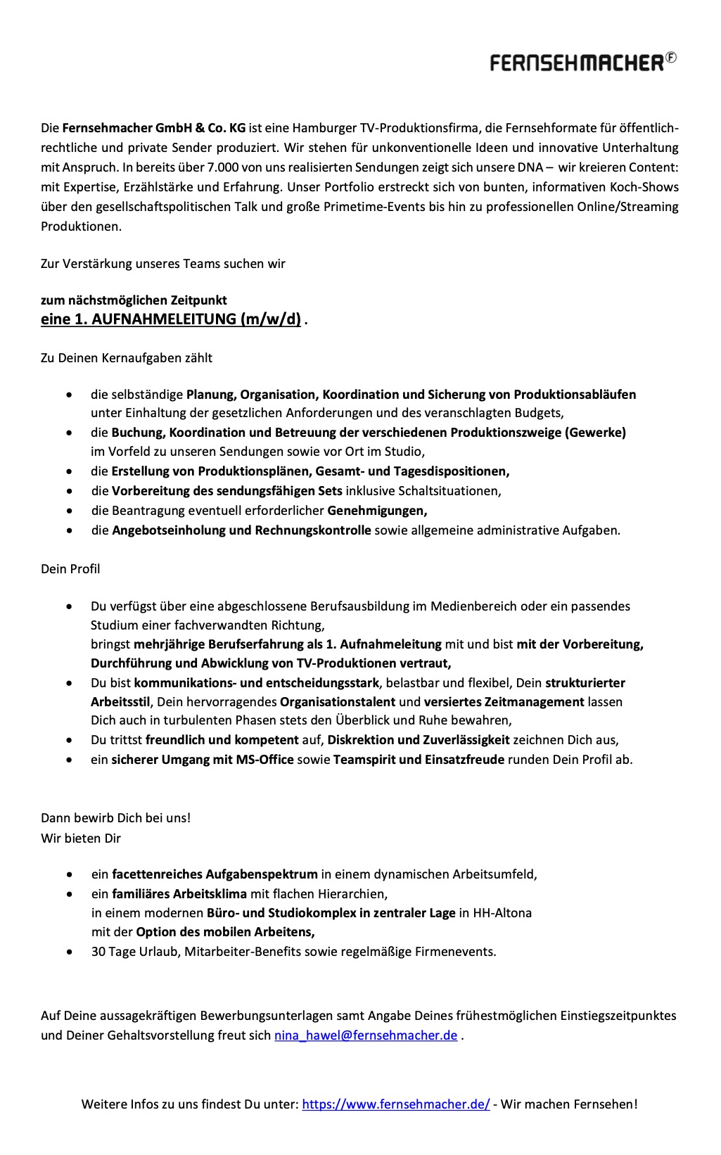 1. Aufnahmeleitung
