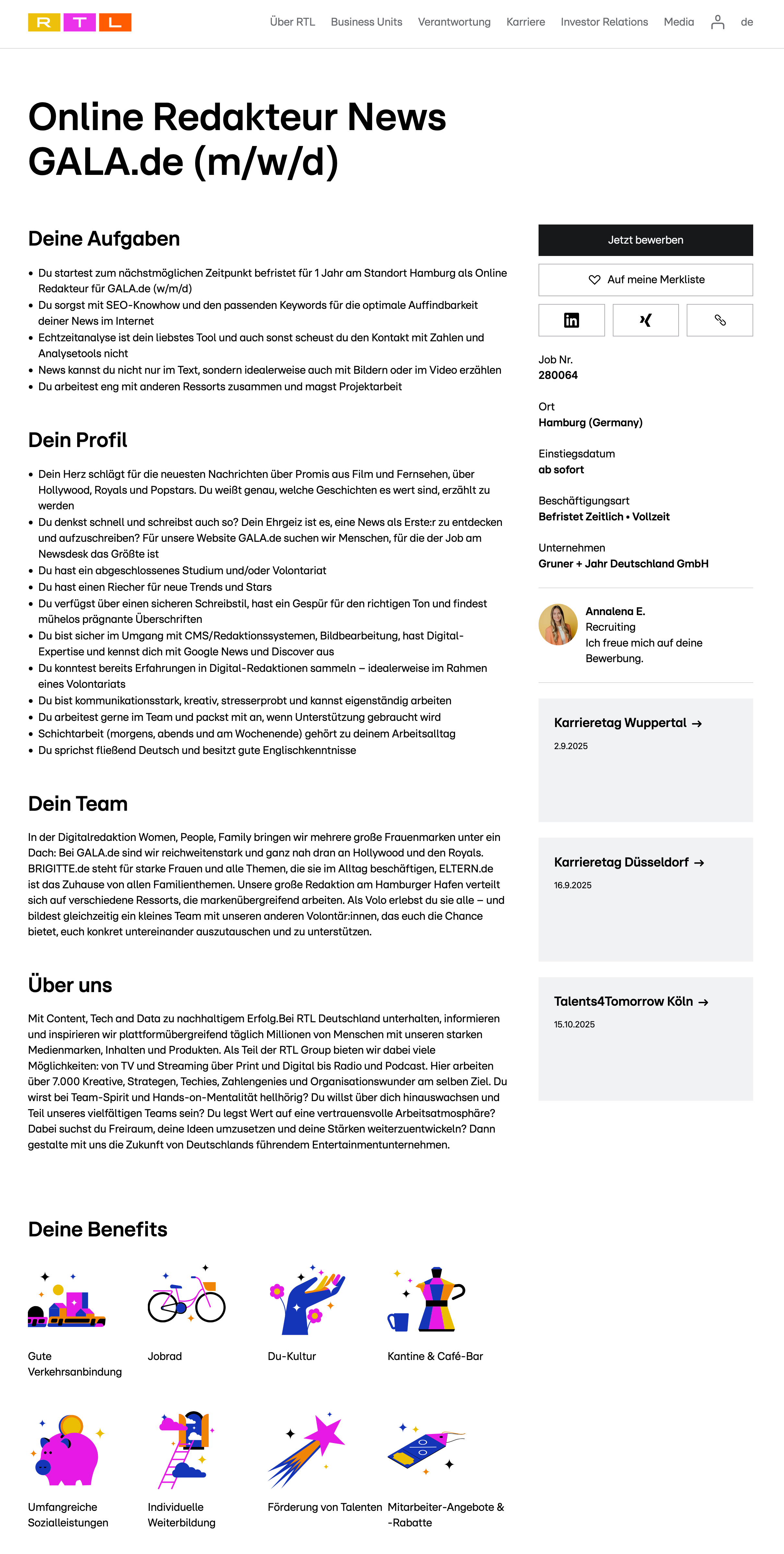 Online Redakteur News GALA.de (m/w/d)