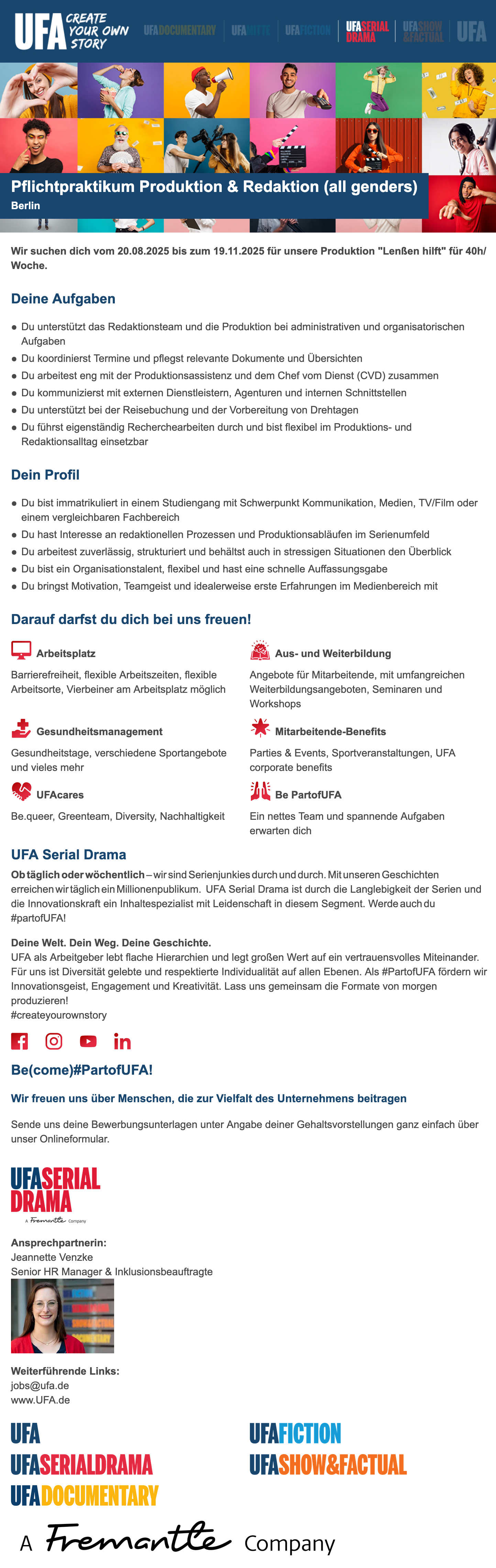 Pflichtpraktikum Produktion & Redaktion