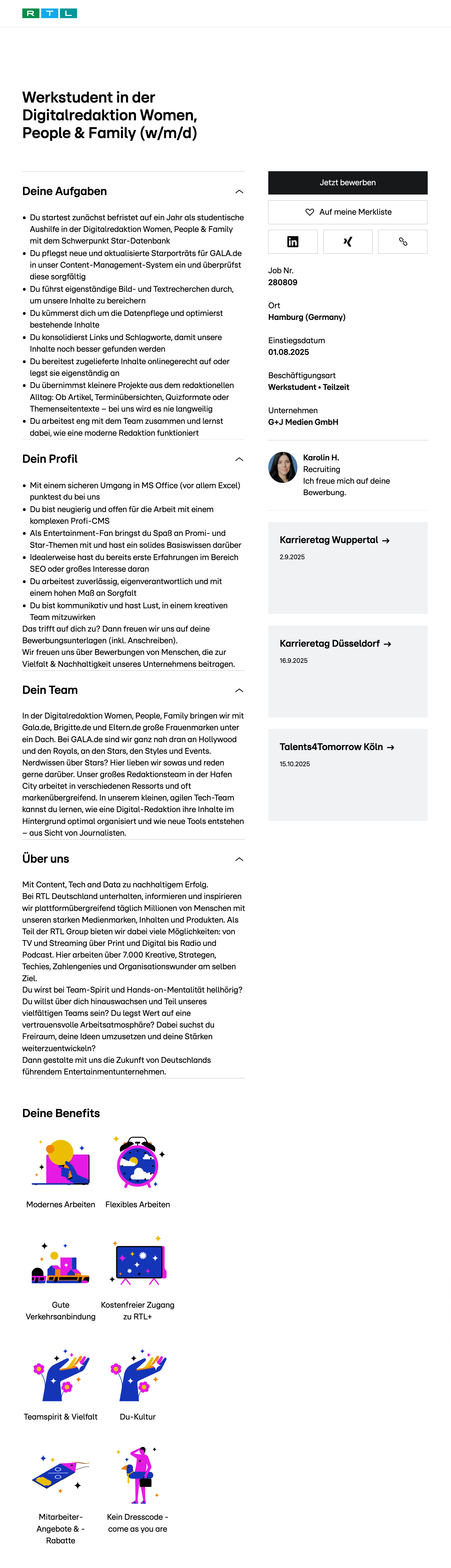 Werkstudent in der Digitalredaktion Women, People & Family (w/m/d)