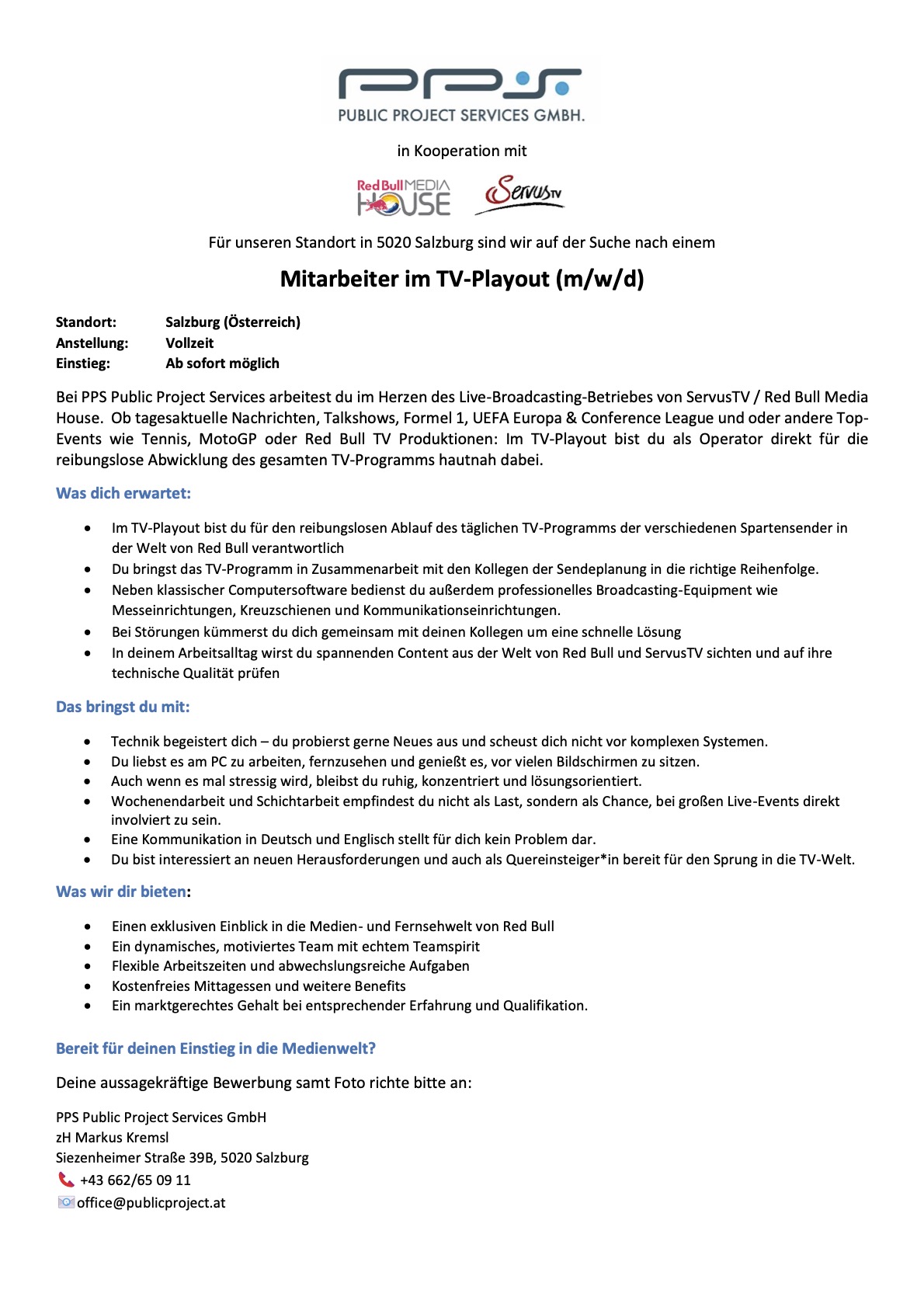 Mitarbeiter im TV-Playout (m/w/d)