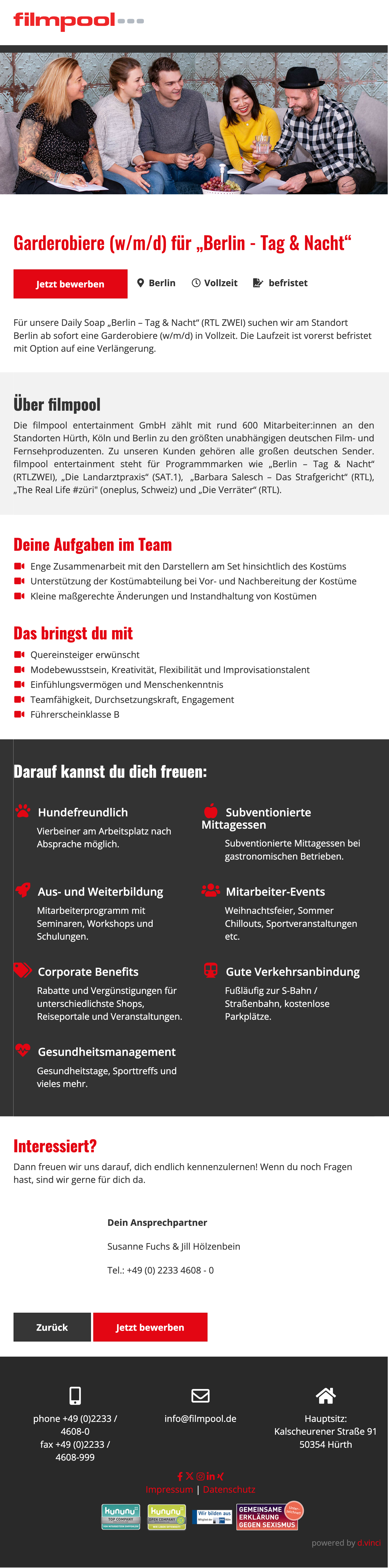 Garderobiere (w/m/d) für „Berlin - Tag & Nacht“