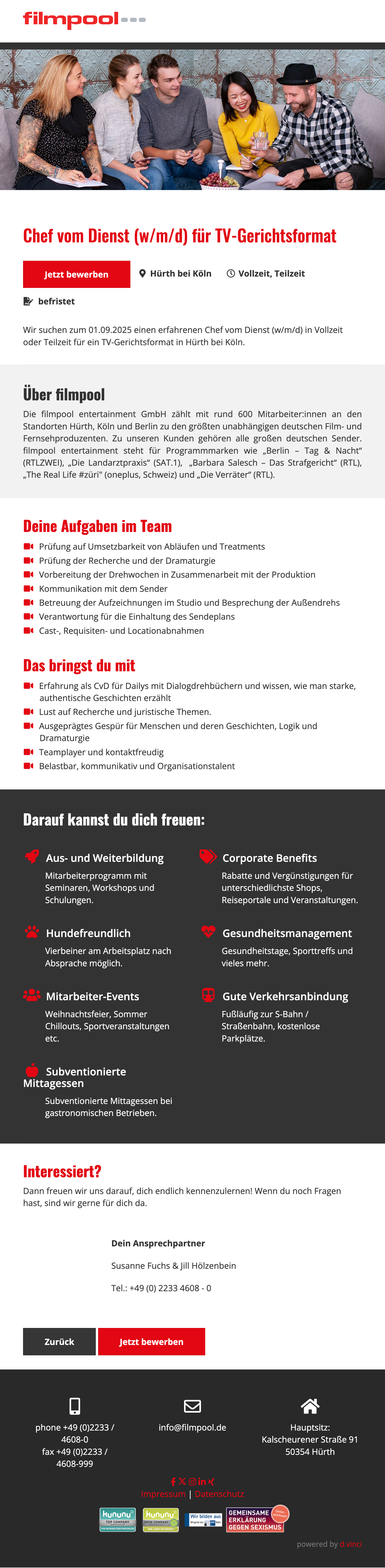 Chef vom Dienst (w/m/d) für TV-Gerichtsformat