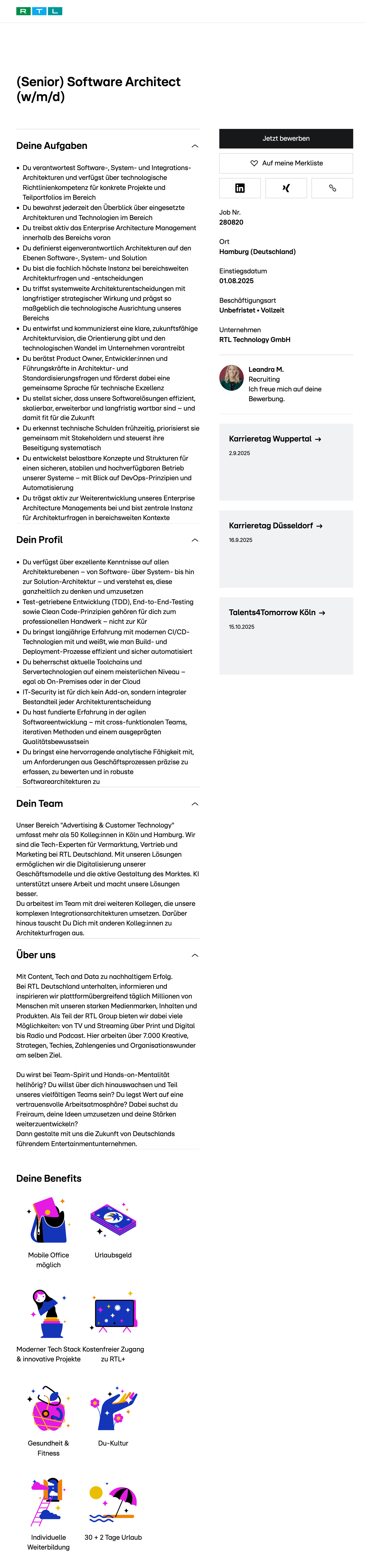 (Senior) Software Architect (w/m/d)
