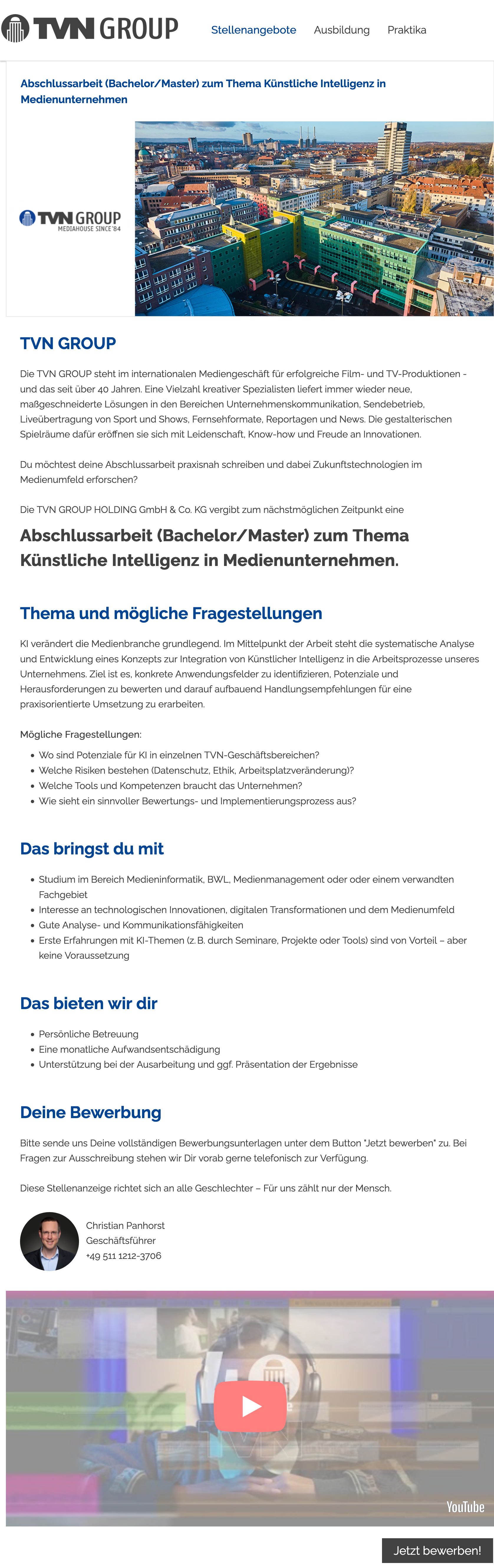 Abschlussarbeit (Bachelor/Master) zum Thema Künstliche Intelligenz in Medienunternehmen