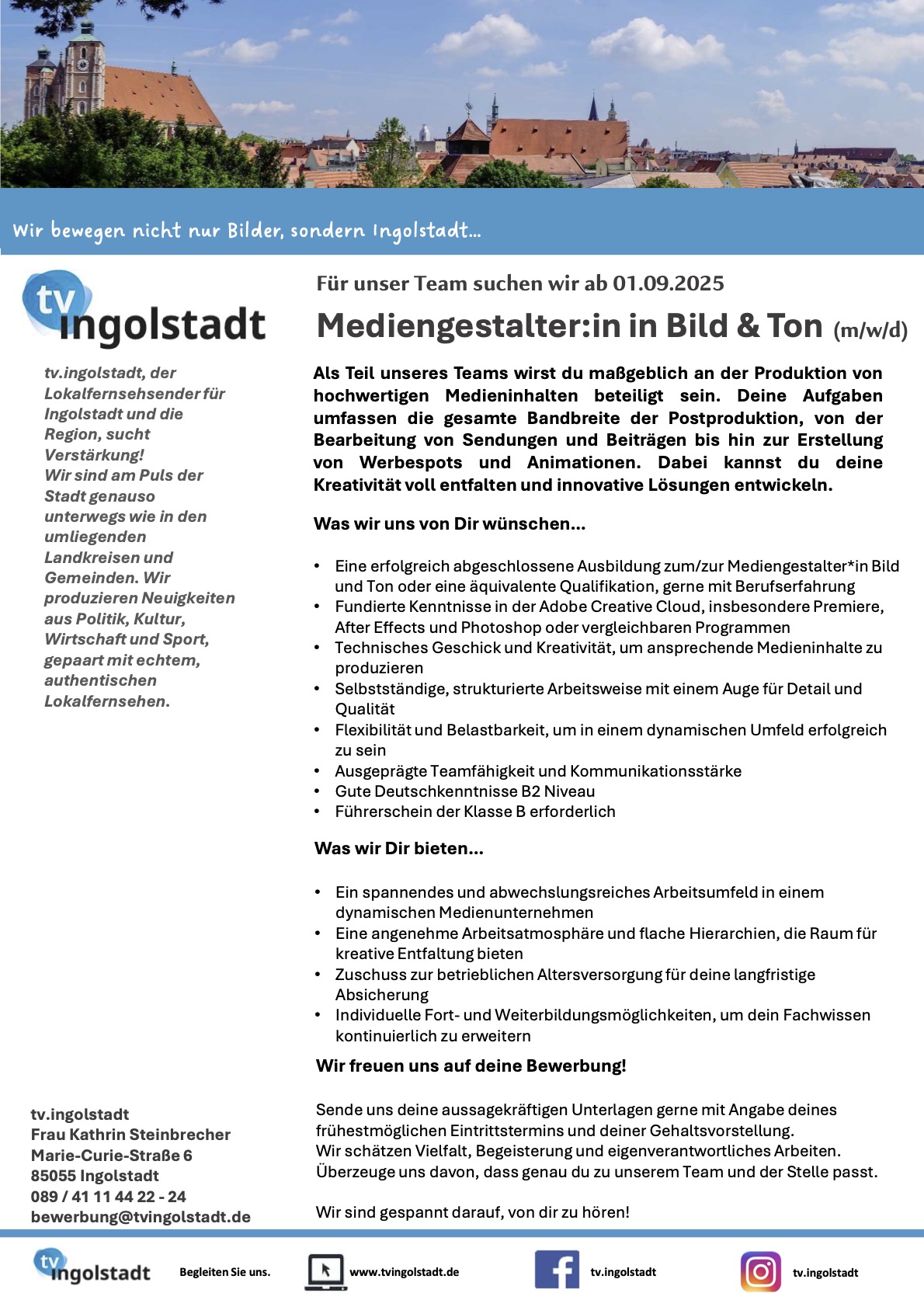 Mediengestalter:in in Bild & Ton (m/w/d)