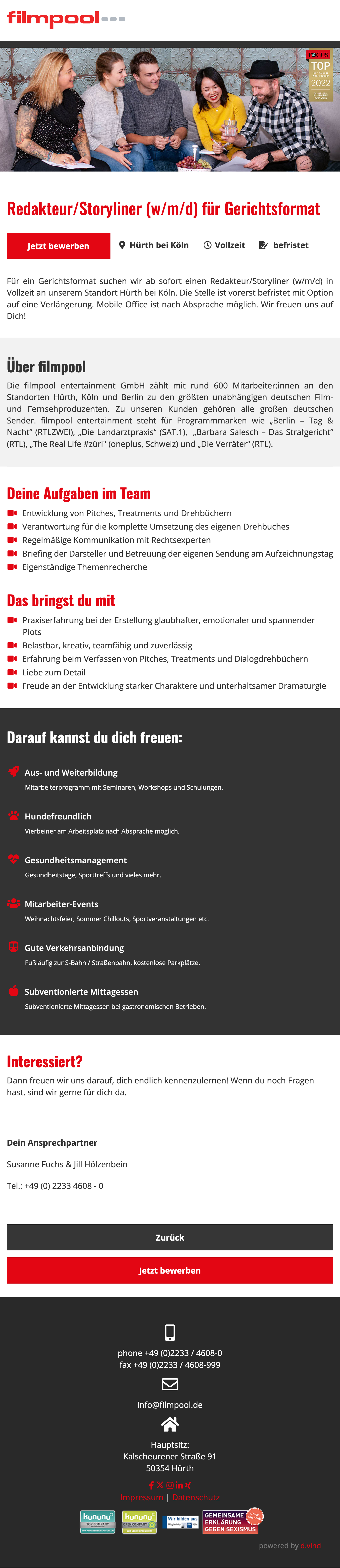 Redakteur/Storyliner (w/m/d) für Gerichtsformat