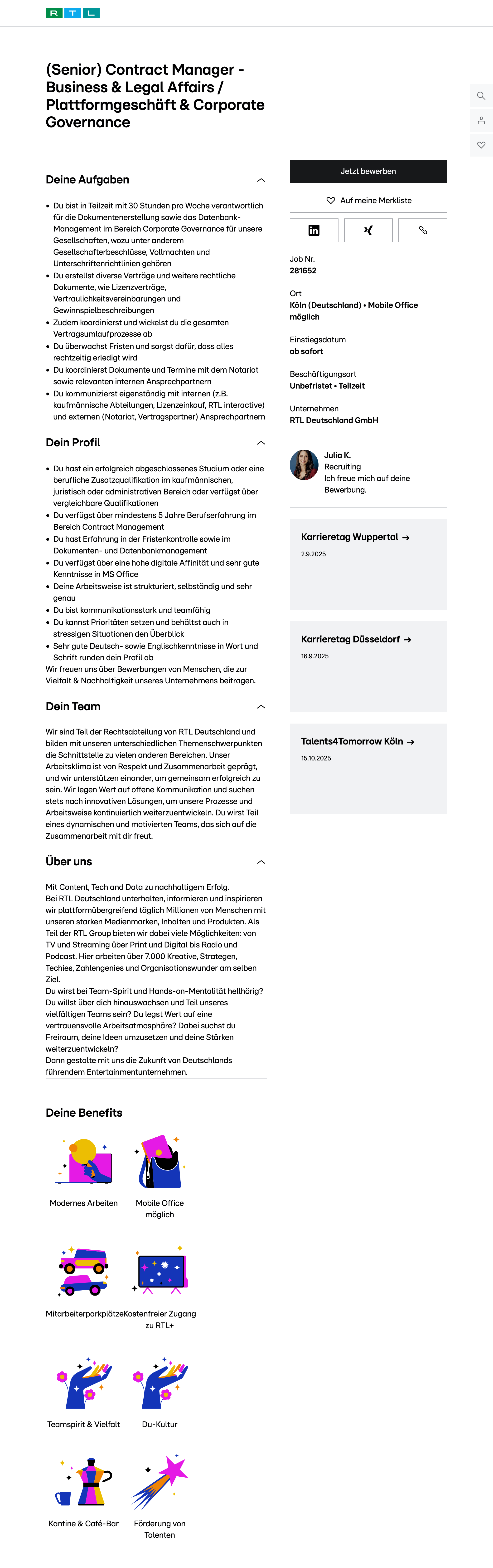 (Senior) Contract Manager - Business & Legal Affairs / Plattformgeschäft & Corporate Governance