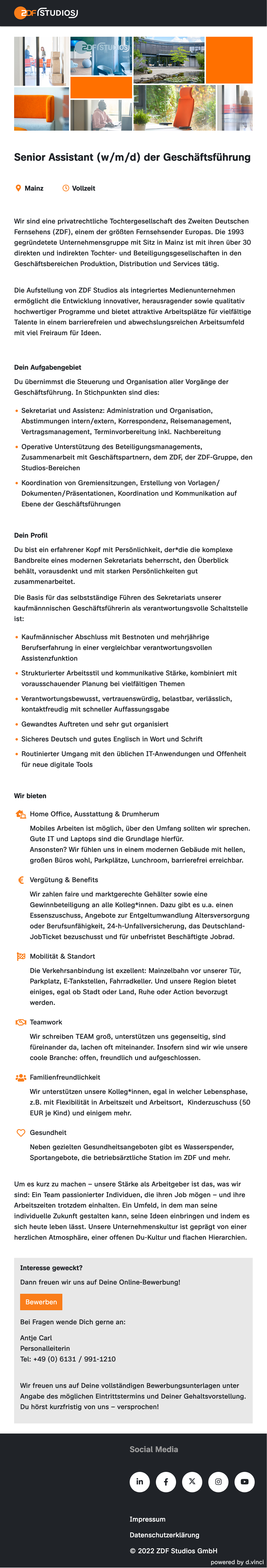 Senior Assistant (w/m/d) der Geschäftsführung