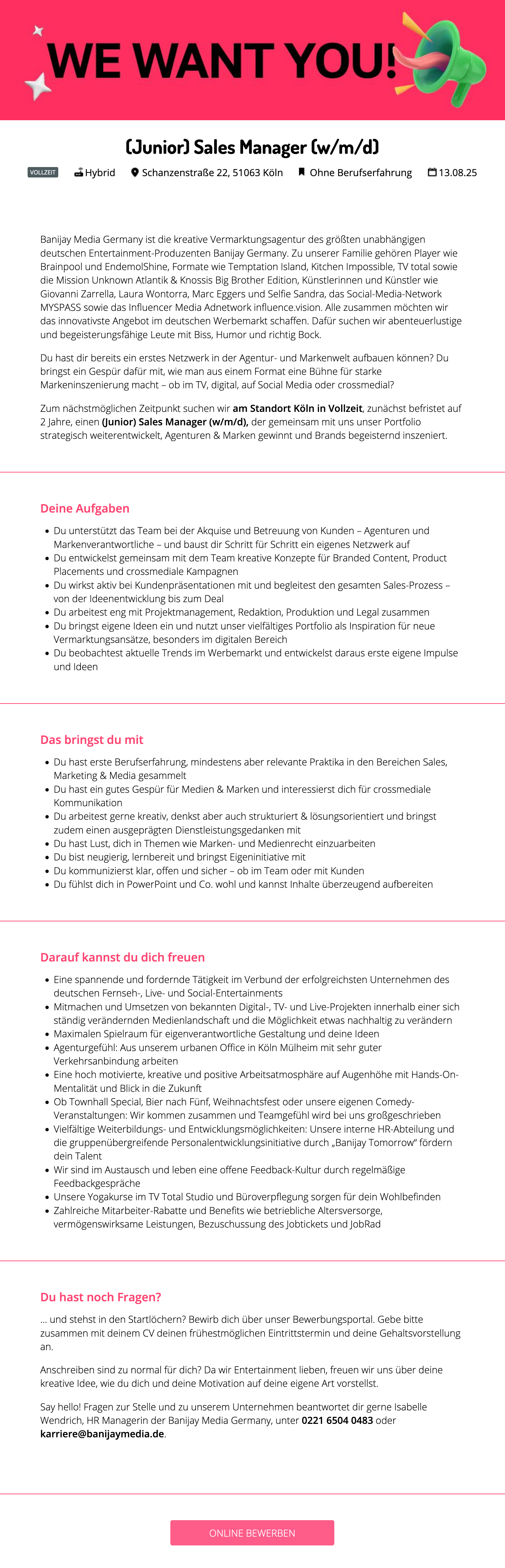 (Junior) Sales Manager (w/m/d)