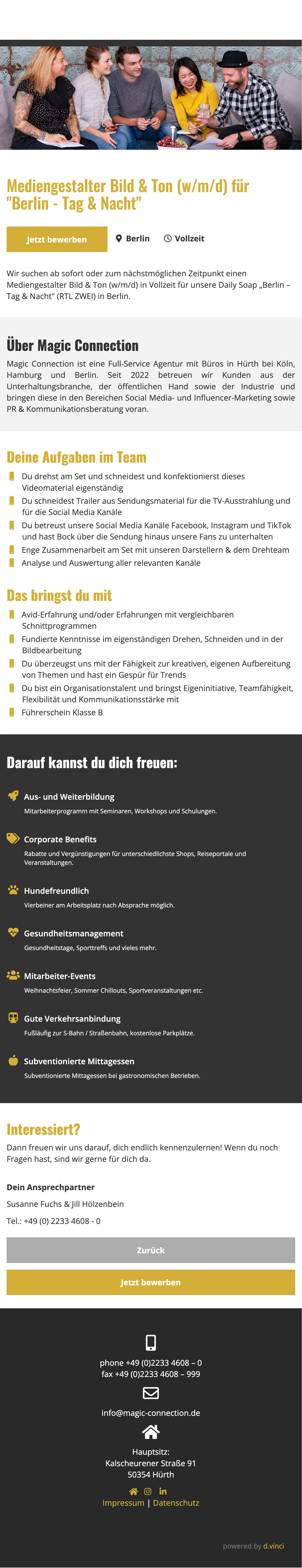 Mediengestalter Bild & Ton (w/m/d) für 